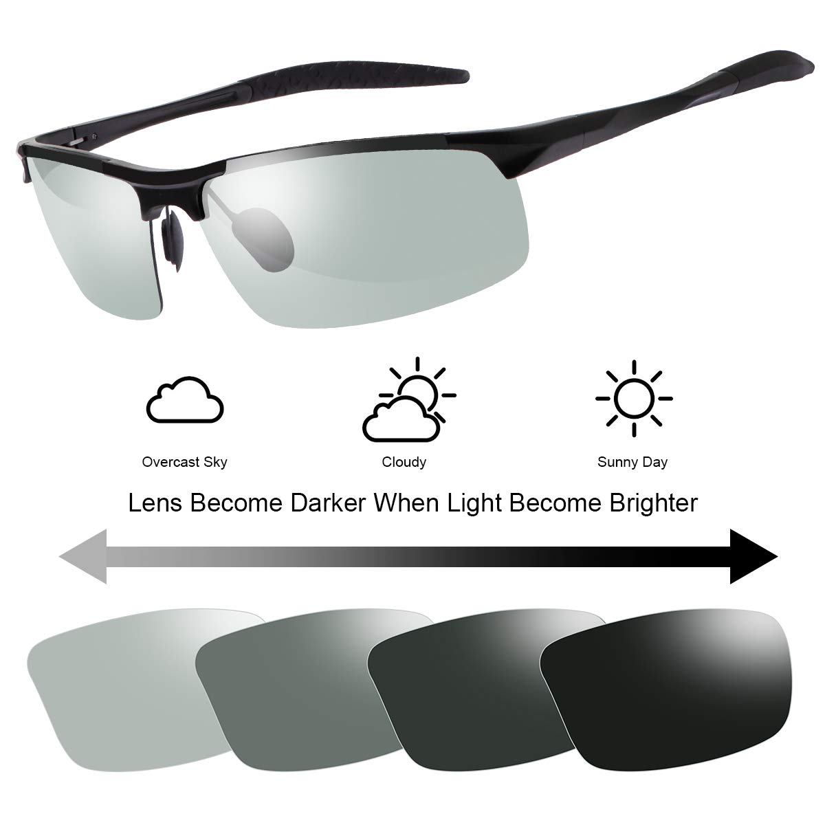 Polarized Photochromic Z87 Safety Sunglasses for Men - UV Protection, Day & Night Driving Glasses for Outdoor Activities, Cycling, and Running