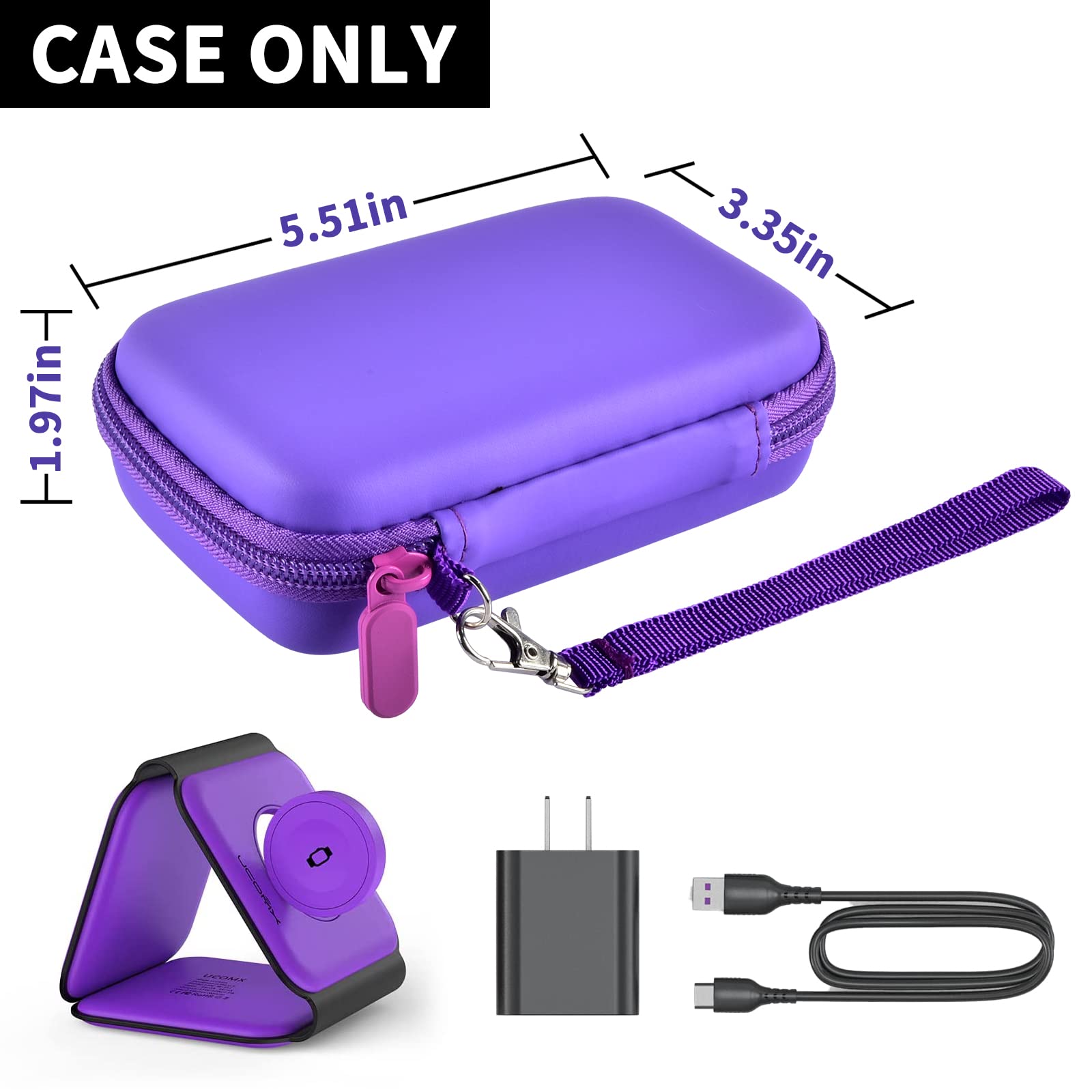 Foldable Magnetic Travel Case for UCOMX Nano, Iseyyox, LISEN & RTOPS 3-in-1 Wireless Charger | Storage Bag for Fast Charging Pad, Cables & Adapters | Compact Purple Organizer Box | Perfect for Travel, Office & Nightstand Charging Station