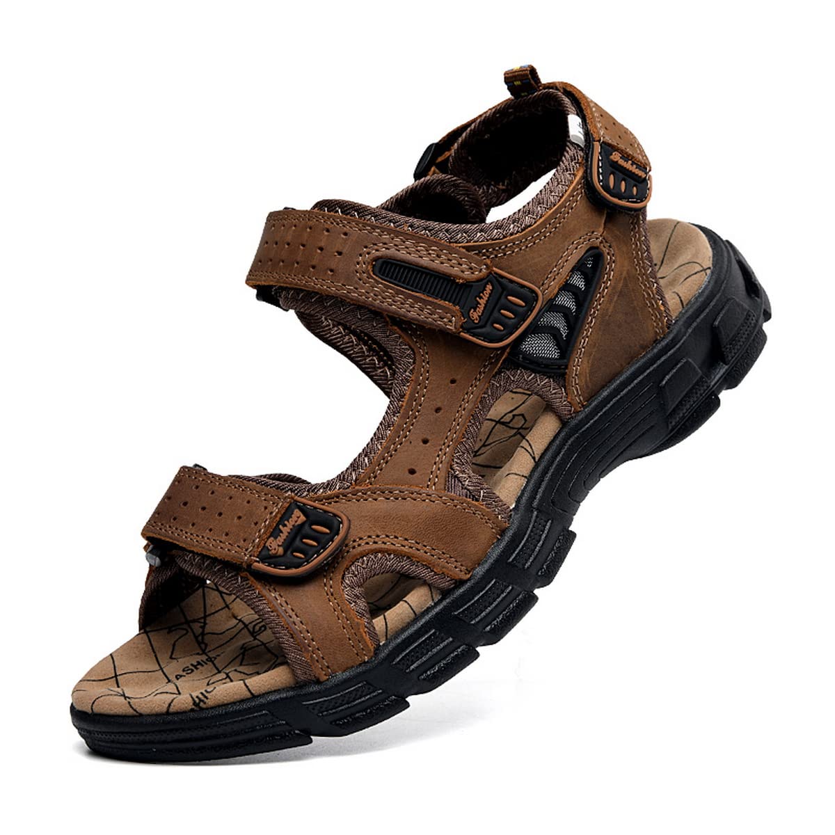 NP Men's Leather Sandals - Breathable Open Toe Hiking Sandals for Outdoor Adventures | Lightweight Comfortable Beach Walking & Fishing Sandals | Perfect for Camping, Travel and Summer Activities