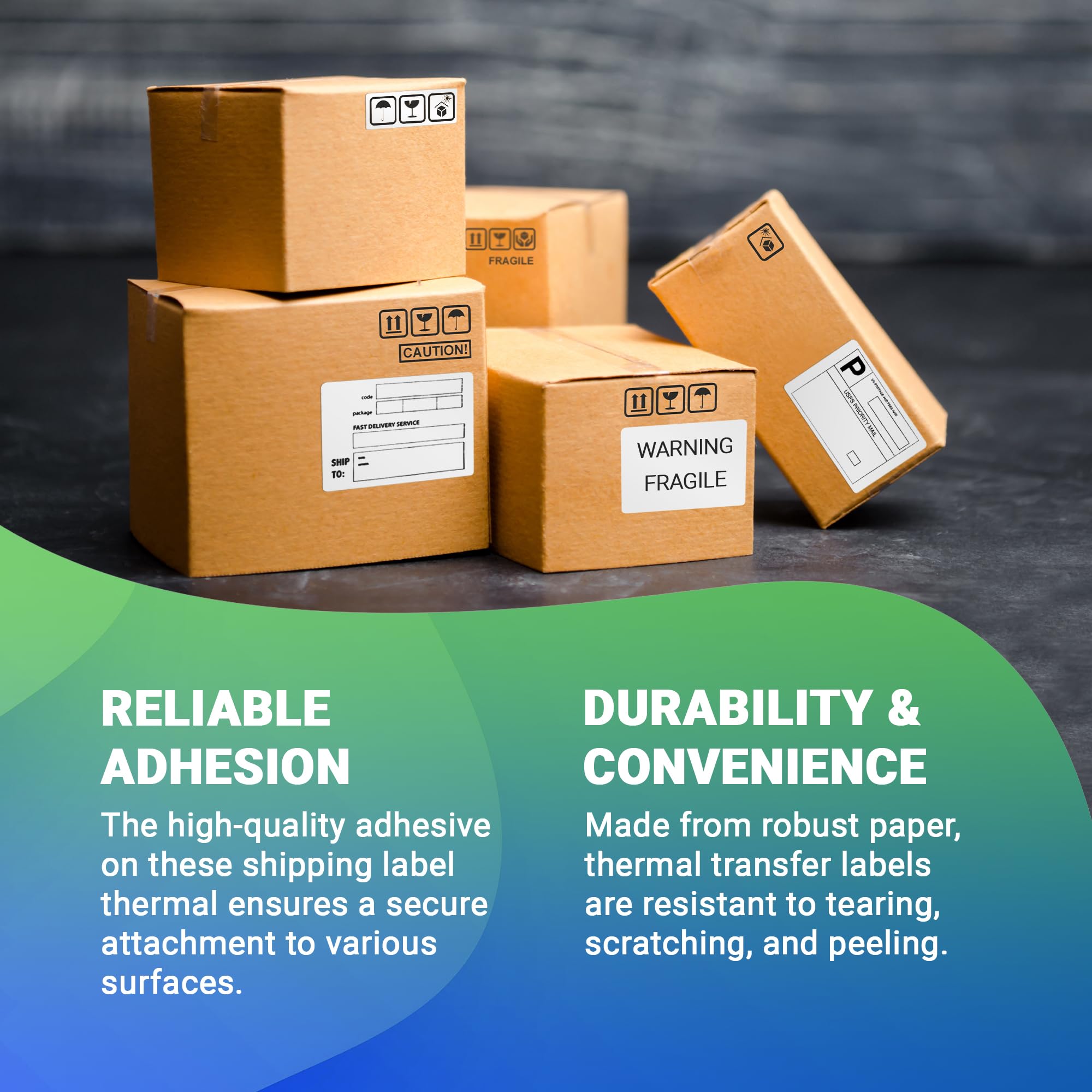 AMIFF 4 x 2 Inch White Direct Thermal Labels - 9600 Pack Self-Adhesive Shipping Labels with Timing Mark & 0.75 Inch Core | Perforated for Easy Use | Compatible with Mobile Printers | Ideal for E-commerce, Logistics & Package Shipping