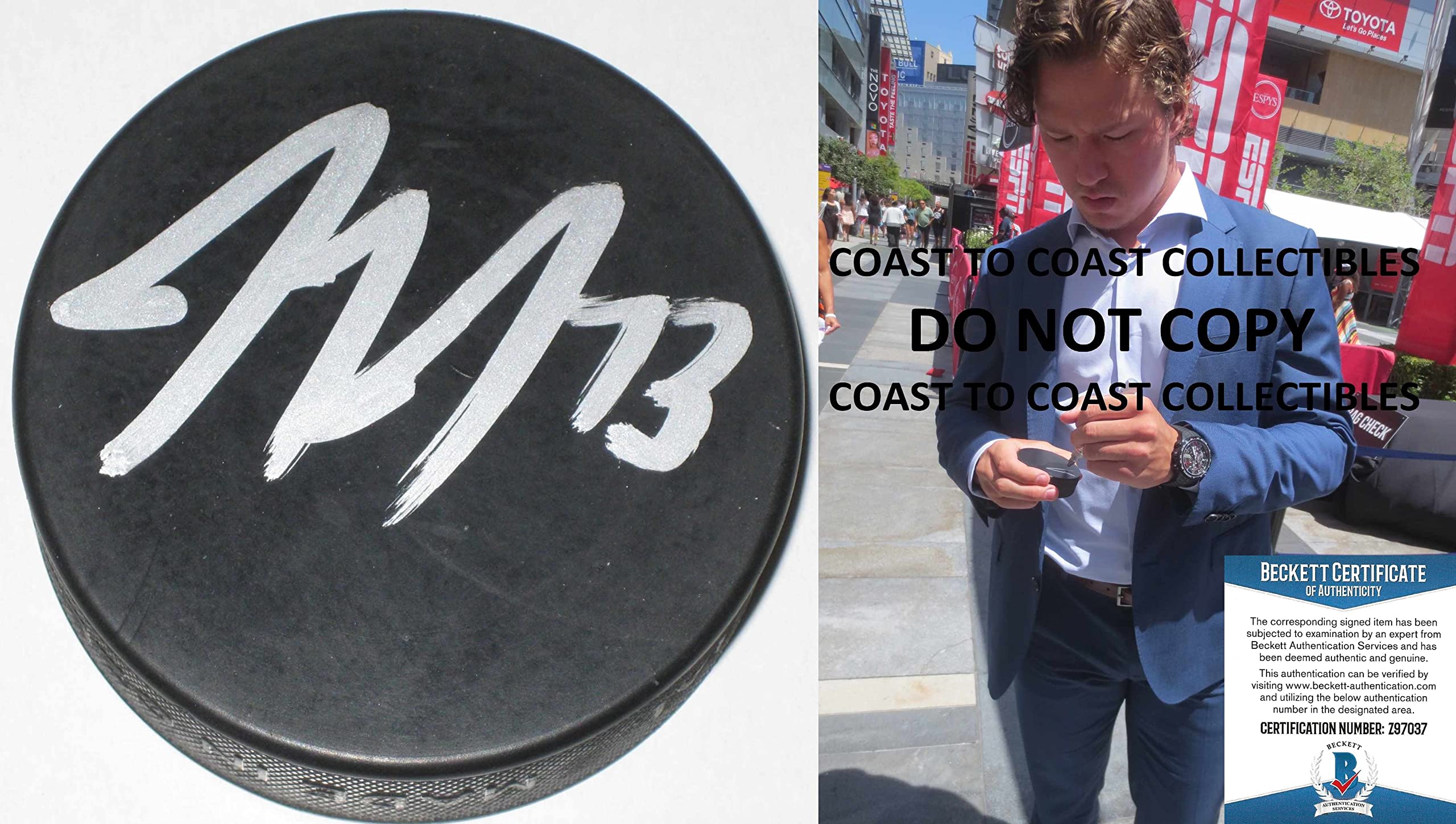 Authentic Signed Tyler Toffoli Hockey Puck - Montreal Canadiens & LA Kings Player with Beckett COA - Perfect for Sports Memorabilia Collectors and Hockey Fans Display