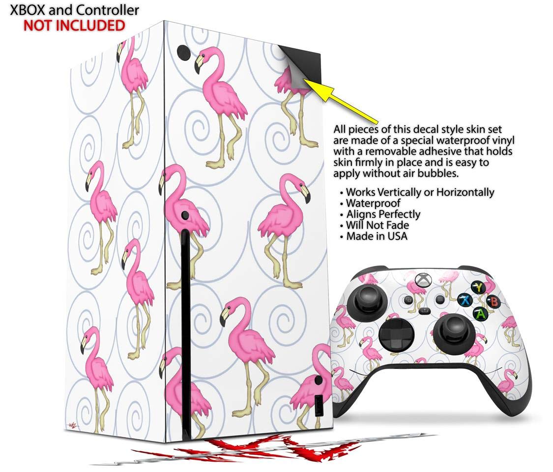 Premium WraptorSkinz Vinyl Skin Decal for XBOX Series X Console & Controller - Flamingo on White Design | Custom Protective Wrap | Gaming Accessory for Personalization & Scratch Protection | Perfect for Gamers & Collectors