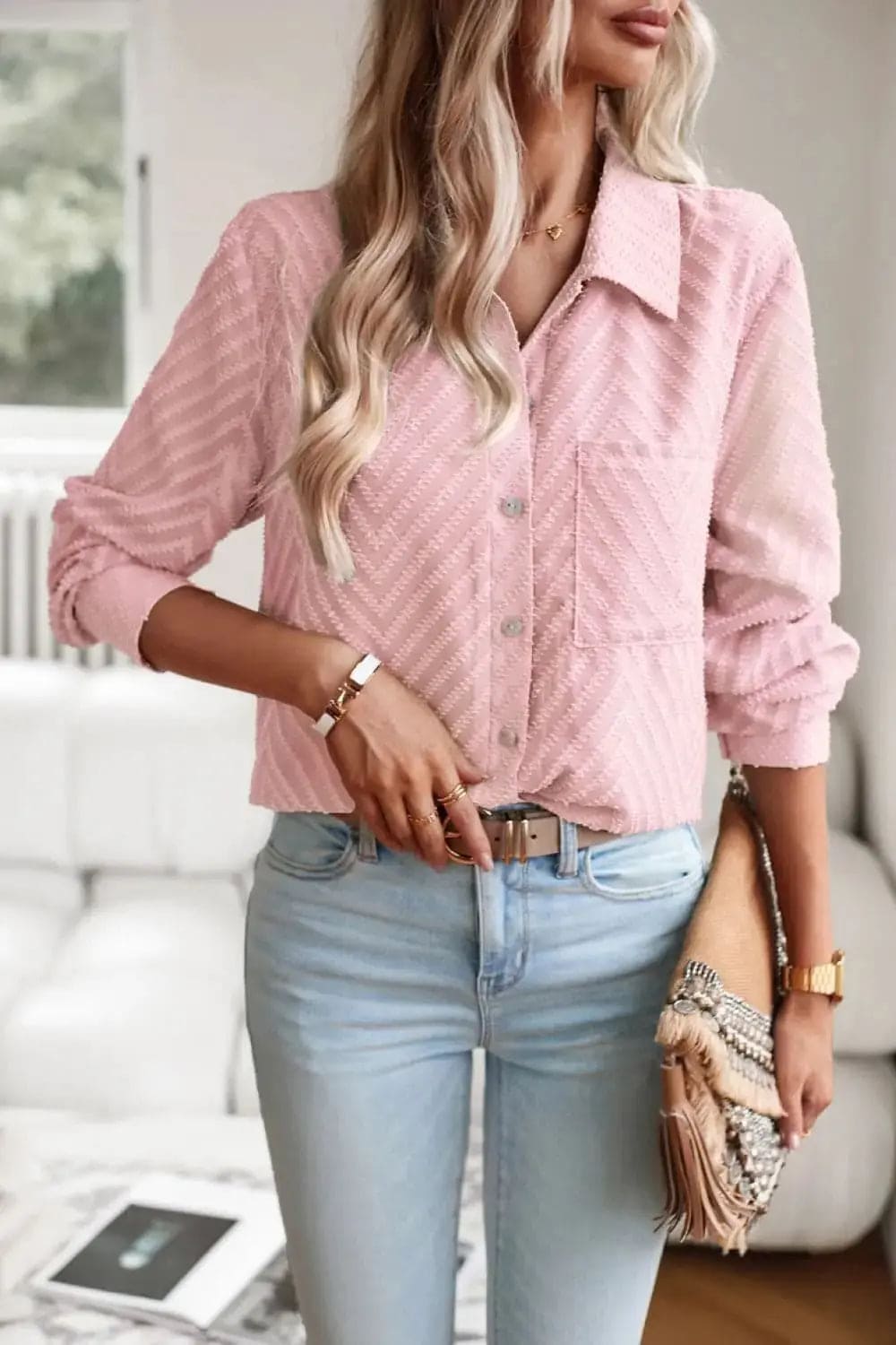 Men's Casual Long Sleeve Button Down Shirt with Collar & Chest Pocket - Perfect for Office, Business, and Outdoor Activities