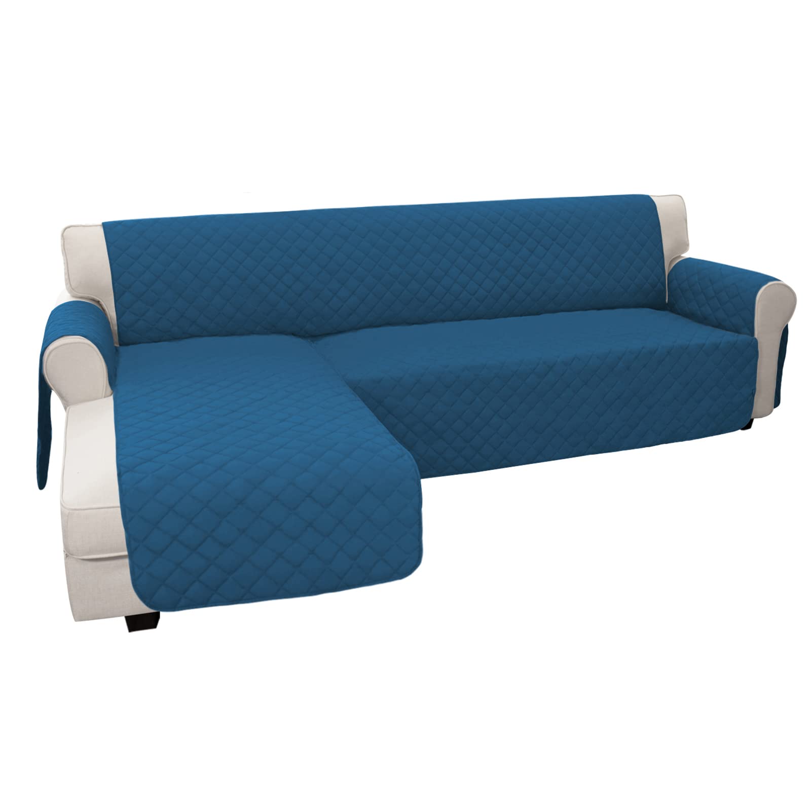 Reversible L-Shaped Sofa Slipcover for Sectional Couch & Chaise Lounge - Large Peacock Blue Furniture Protector Cover | Pet-Friendly, Durable & Easy to Clean | Perfect for Living Room, Family Room & Pet Owners