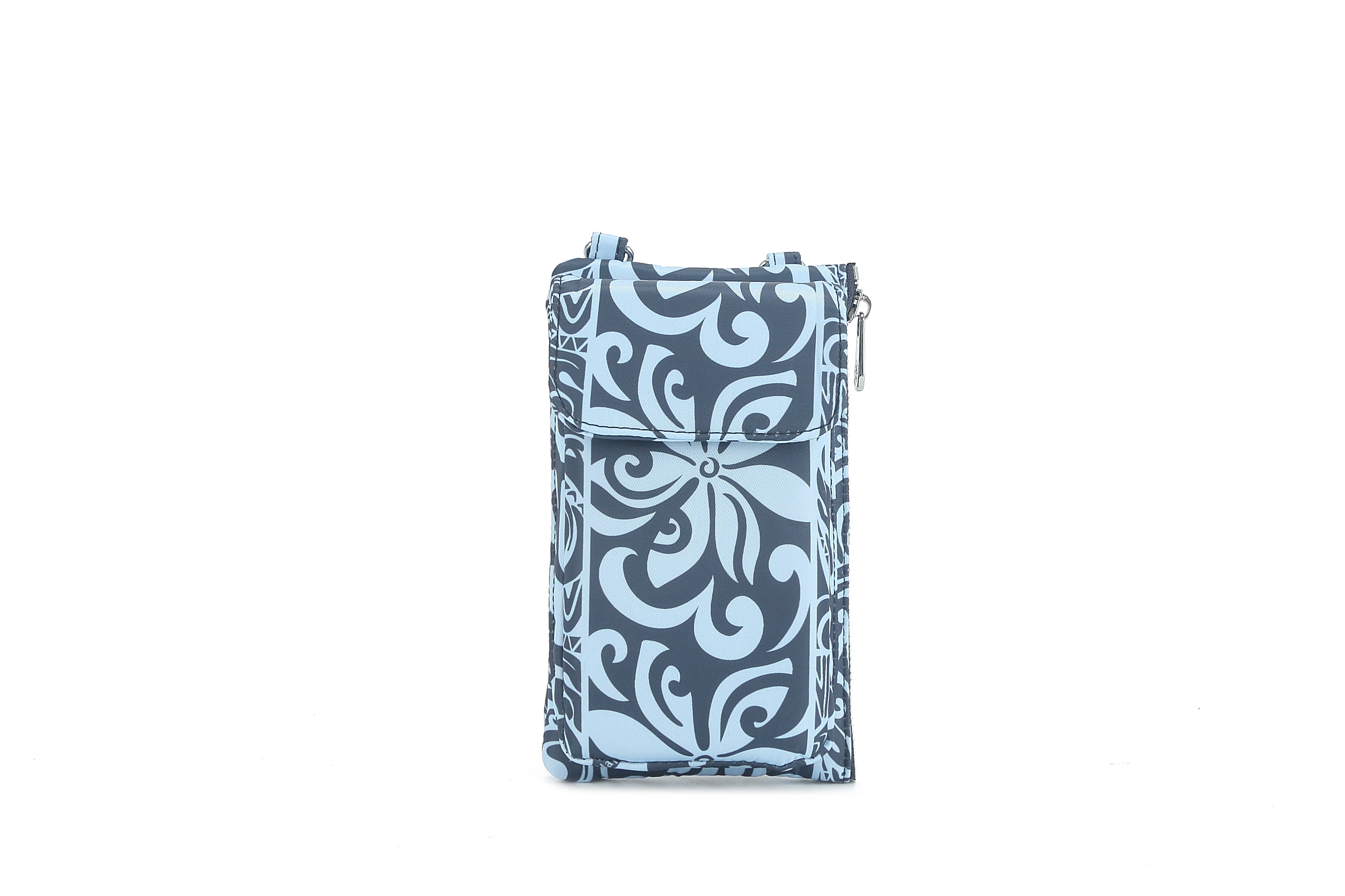 Anna Keʻolu Tapa Tiare Teal Crossbody Phone Wallet for Women - RFID Blocking & Multi-Pocket Design - Perfect for Travel, Shopping, and Everyday Use