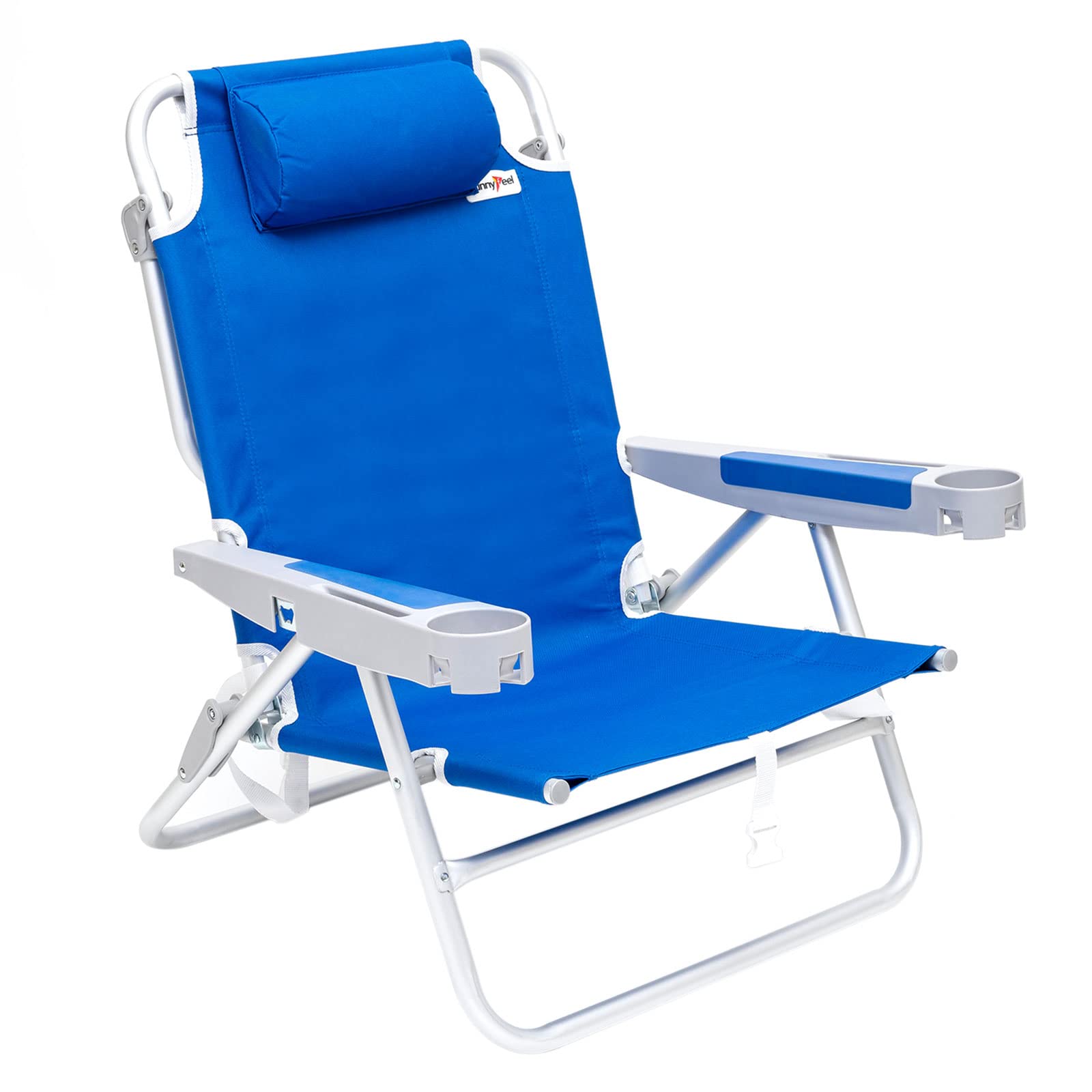 SUNNYFEEL Heavy Duty Folding Beach Chair - 500 lbs Capacity, 5-Position Recliner, Oversized Portable Camping Chair with Cup Holder - Lightweight & Durable for Outdoor, Beach, Travel, Picnics, and Backpacking - Perfect for Adults, Camping, and Relaxing by the Water