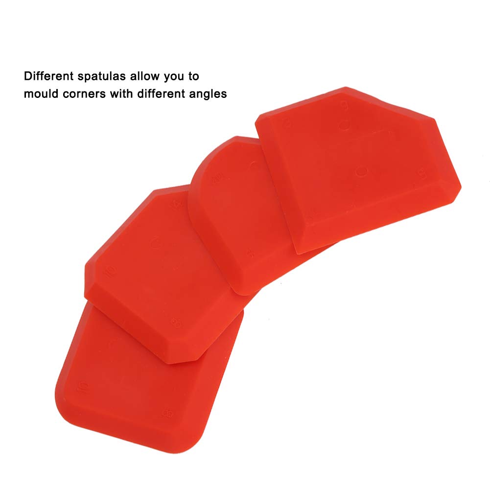 4-Piece Caulk Finishing Tool Kit - Silicone Sealant Remover, Smoother & Scraper for Kitchen, Bathroom, Window & Floor Joints - Perfect for DIY Home Improvement & Professional Sealant Cleaning (Red)