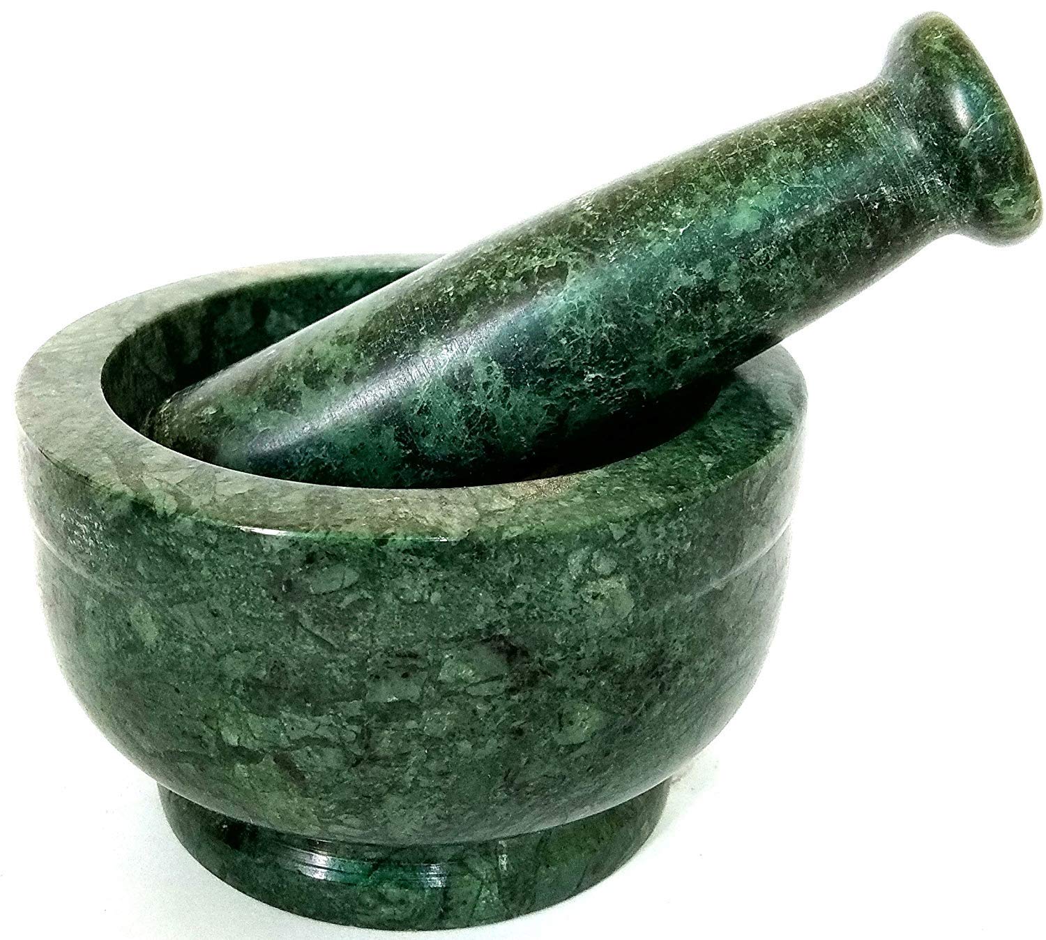Premium GUNEE Green Rajasthan Marble Imam Dasta - 4 Inch Mortar and Pestle Set for Crushing Ginger, Garlic & Spices | Traditional Ohkli Musal & Kharal | Perfect for Indian Cooking, Ayurvedic Remedies & Kitchen Essentials (4