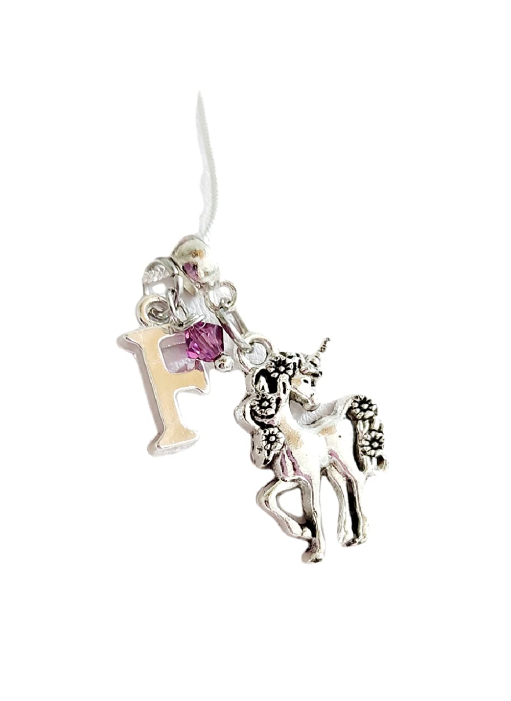 Personalized Initial Unicorn Charm Necklace with Genuine Crystal - Handmade Jewelry Gift for Women, Girls, Teens | Birthday, Christmas, Valentine's Day Present