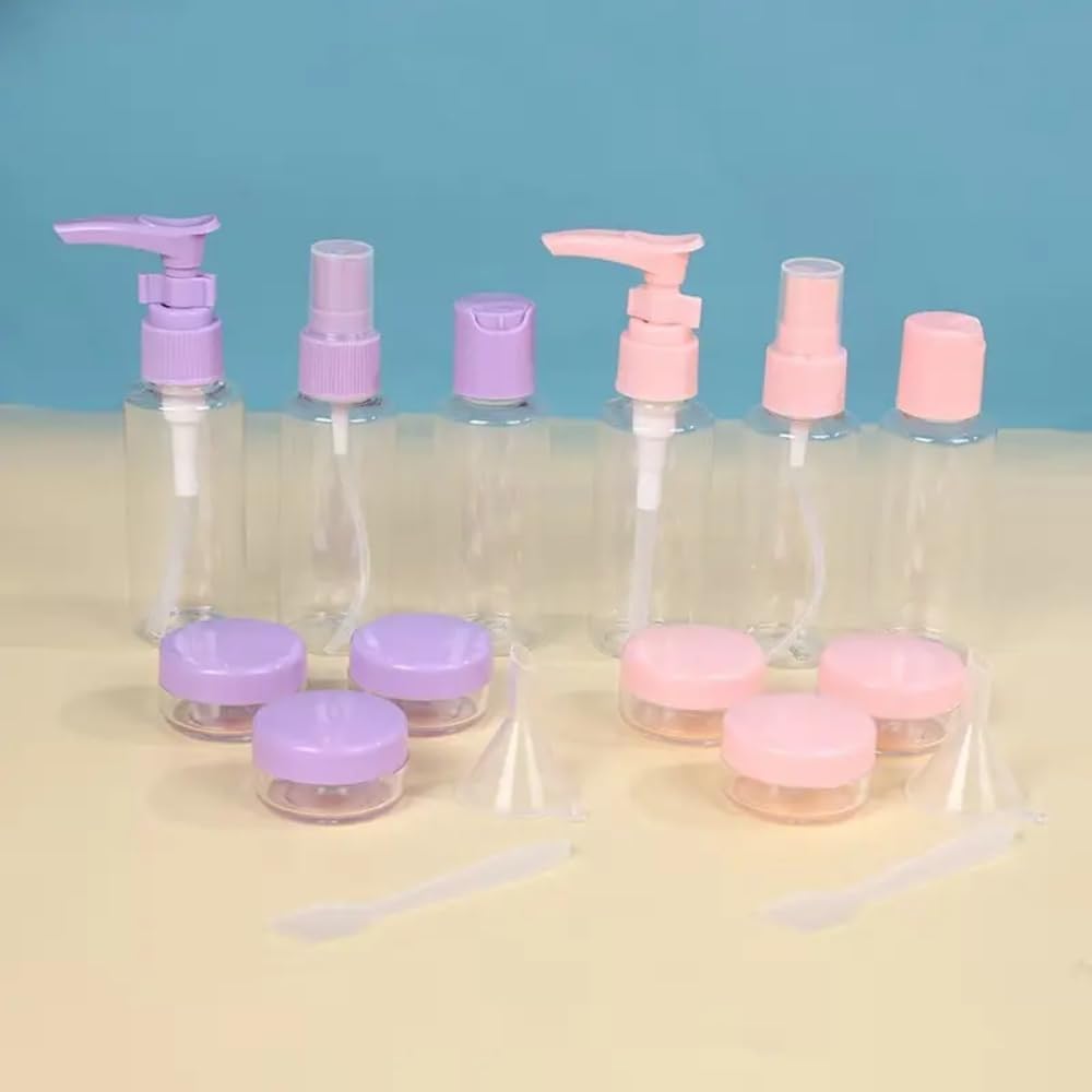 CAVERNSHOP 7-Piece Leak Proof Travel Bottles Kit - Refillable Toiletry Containers Set with Pouch for Shampoo, Lotion, Cream, Soap, Body Wash & Cosmetics - Portable Mini Travel Essentials for Men & Women - Perfect for Airplane Carry-On, Gym Bag, Camping & Vacation Trips