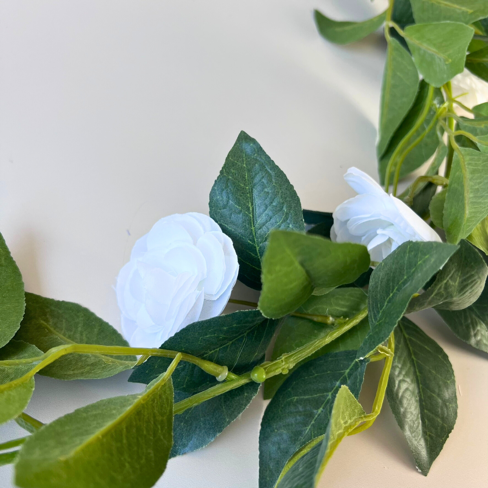 Camellia Flower Garland UV Resistant 190cm White - Perfect for Wedding Decor, Home Party, and Garden Aisle Decoration