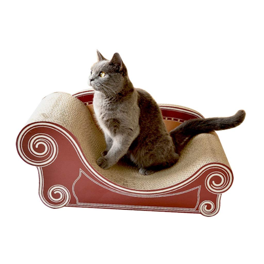 Premium Cat Scratching Lounge - Corrugated Cardboard Scratcher & Bed for Cats - Durable & Stylish Red Sofa Design - Perfect for Indoor Play, Relaxation & Furniture Protection