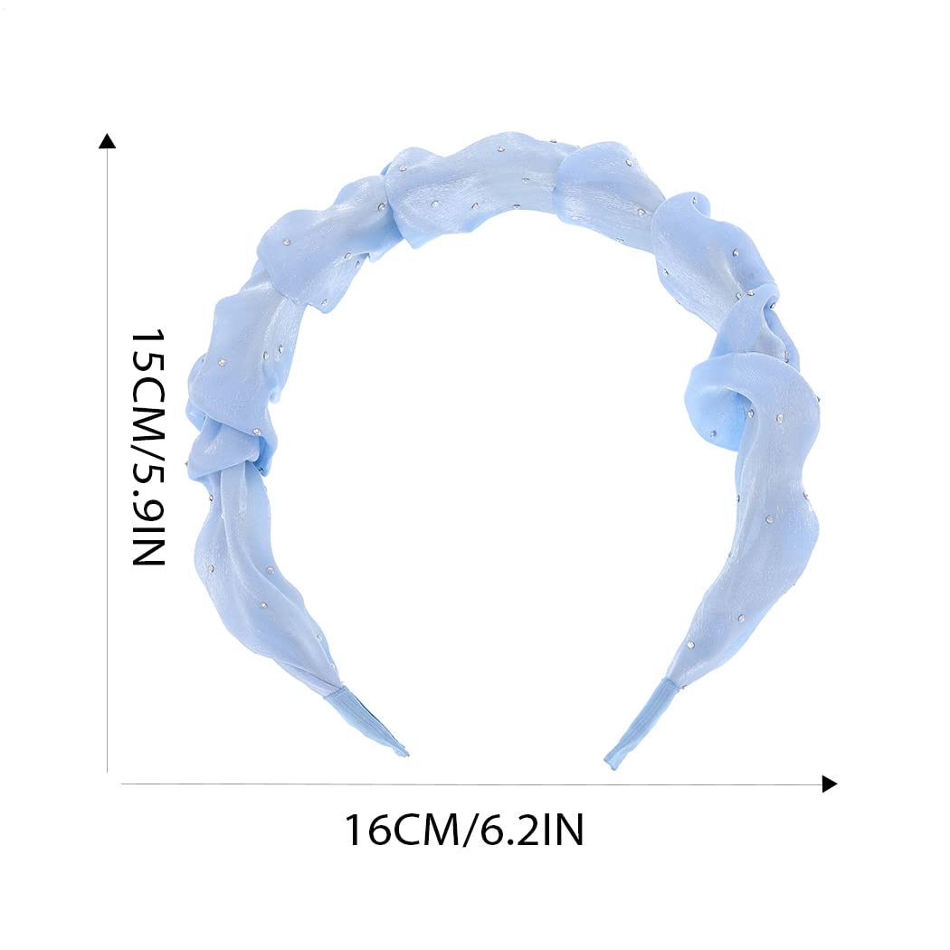 Zoestar Crystal Hair Hoop - Fashion Elastic Wide Headbands for Women & Girls - Sparkly Party Hair Accessories (Blue) - Perfect for Weddings, Prom, Birthday Parties & Daily Wear