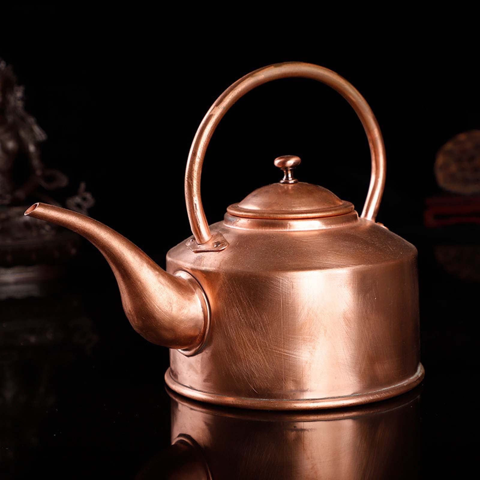Premium 2L/3L/4L Red Copper Tea Kettle with Long Spout - Handcrafted Copper Teapot with Built-in Tea Infuser - Traditional Stovetop Water Boiler for Tea Ceremony, Home Brewing & Gift Giving