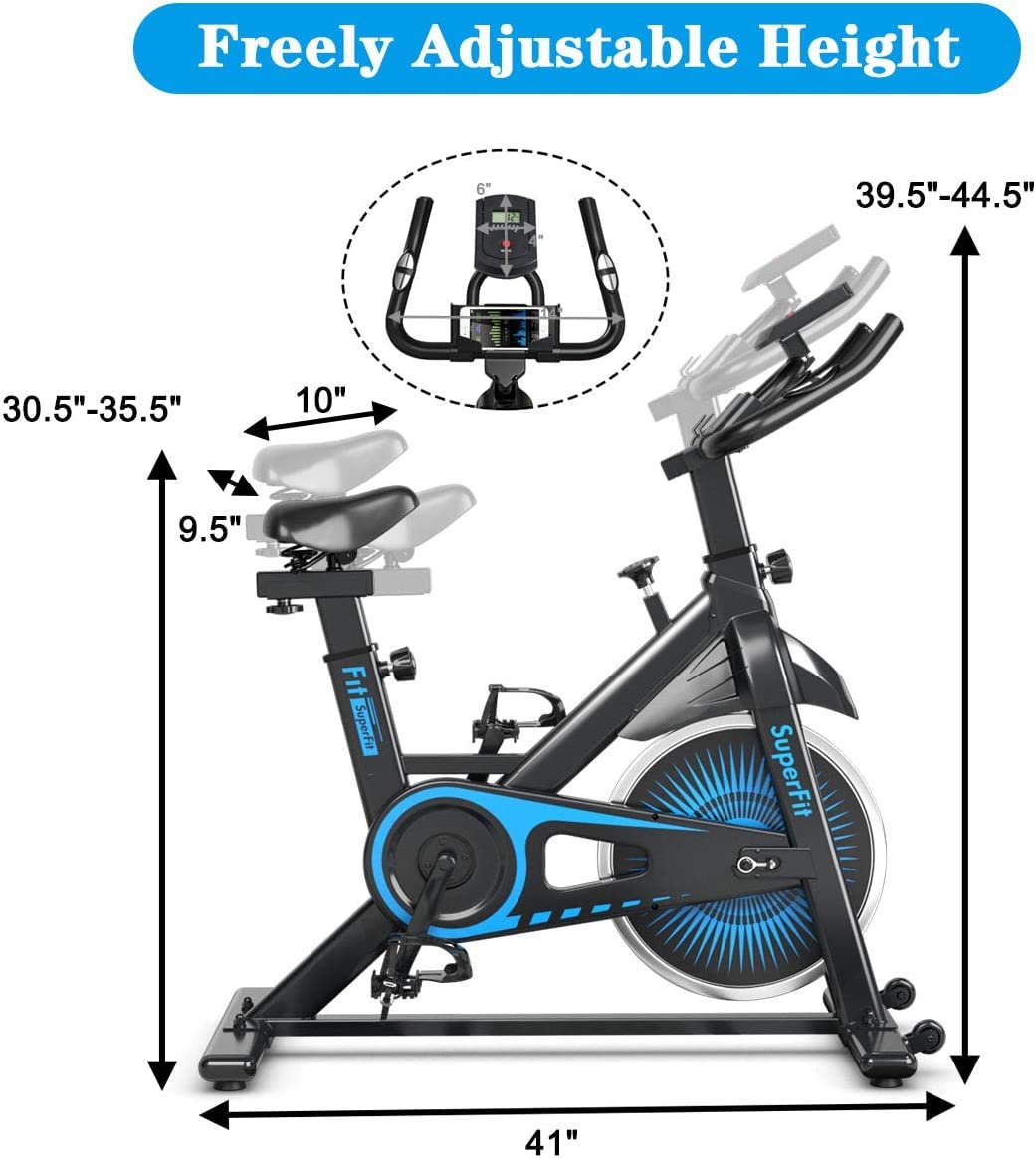 GYMAX Stationary Exercise Bike for Home Gym - Indoor Cycling Bike with LCD Monitor & Heart Rate Sensor, Adjustable Seat & Quiet Belt Drive - Perfect for Cardio Workout, Weight Loss & Home Fitness Training