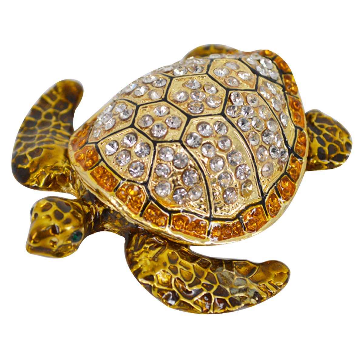 Sea Turtle Crystal Jewelry Box - Pewter Trinket Box with Gift for Home Decor