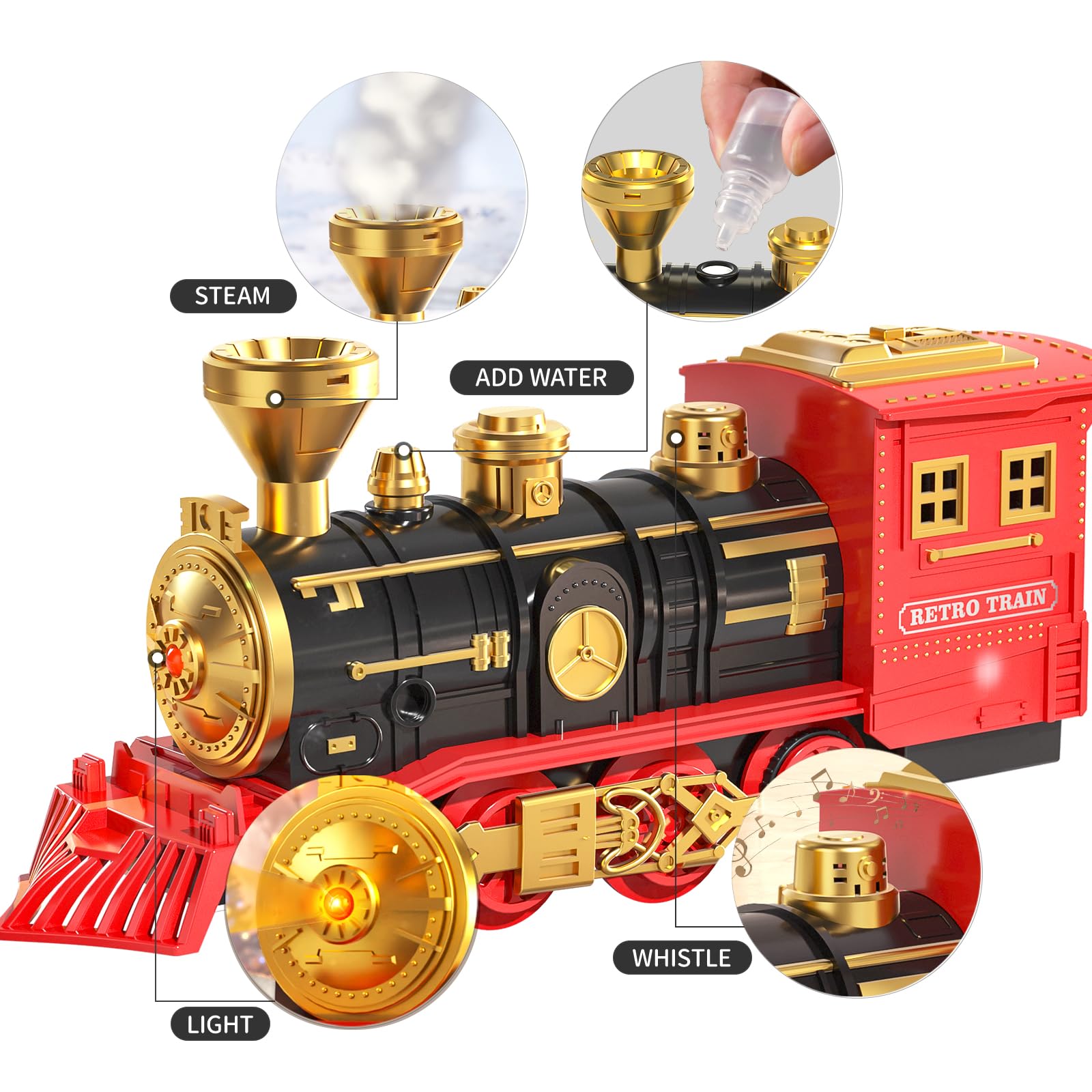 Electric Train Set for Kids Ages 3-7 - Rechargeable Battery Powered Toy Train with Steam Engine, Cargo Car & Tracks - Realistic Smoke, Lights & Sounds - Perfect Gift for Boys & Girls | Playroom, Birthday & Christmas Present