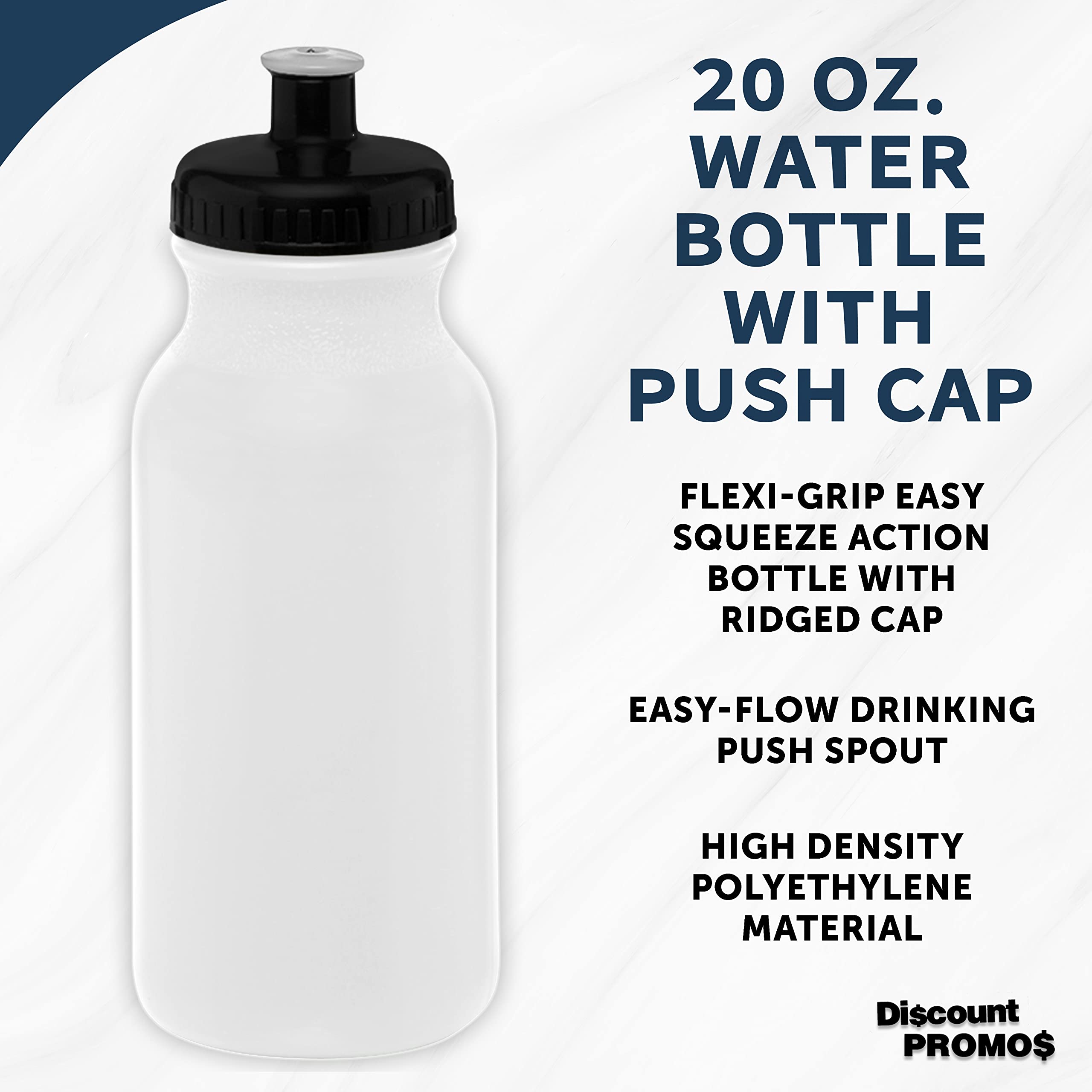 20 oz. Water Bottles with Push Cap - Set of 10 Bulk Pack - BPA-Free Reusable Sports Bottles for Gym, Hiking, Camping & Outdoor Activities - Ideal for Hydration at Work, School or Travel - White