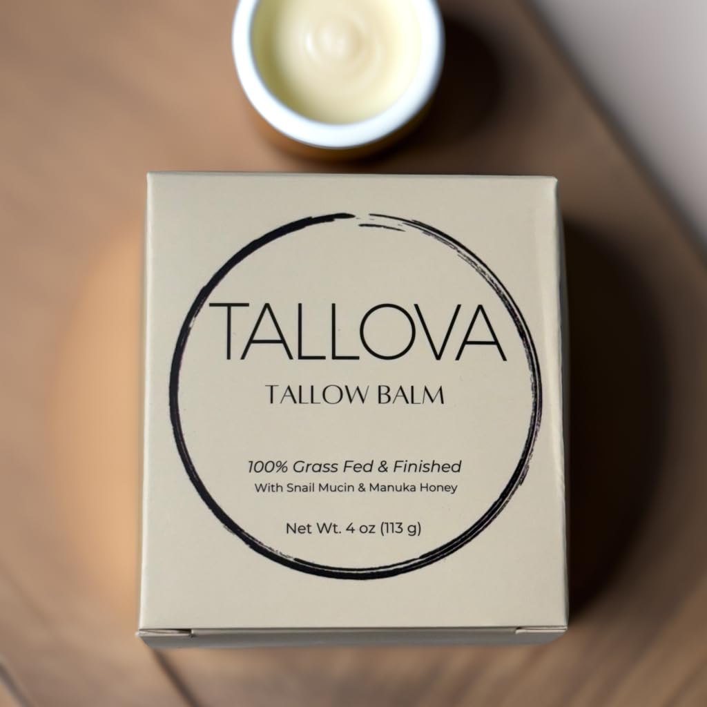 Organic Hydrating Tallow Balm for Skin Care - 4oz Unscented Moisturizer with Snail Mucin & Manuka Oil | Eczema Relief for Men & Women | Perfect for Dry Skin, Face & Body Hydration