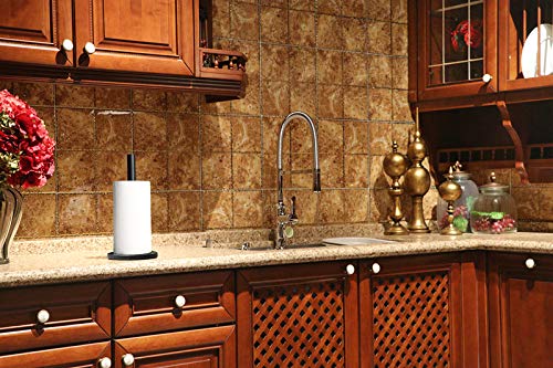 Stainless Steel Paper Towel Holder with Marble Base - Standing Kitchen & Bathroom Countertop Organizer (Matt Black) - Perfect for Home, Office, and Restaurant Use