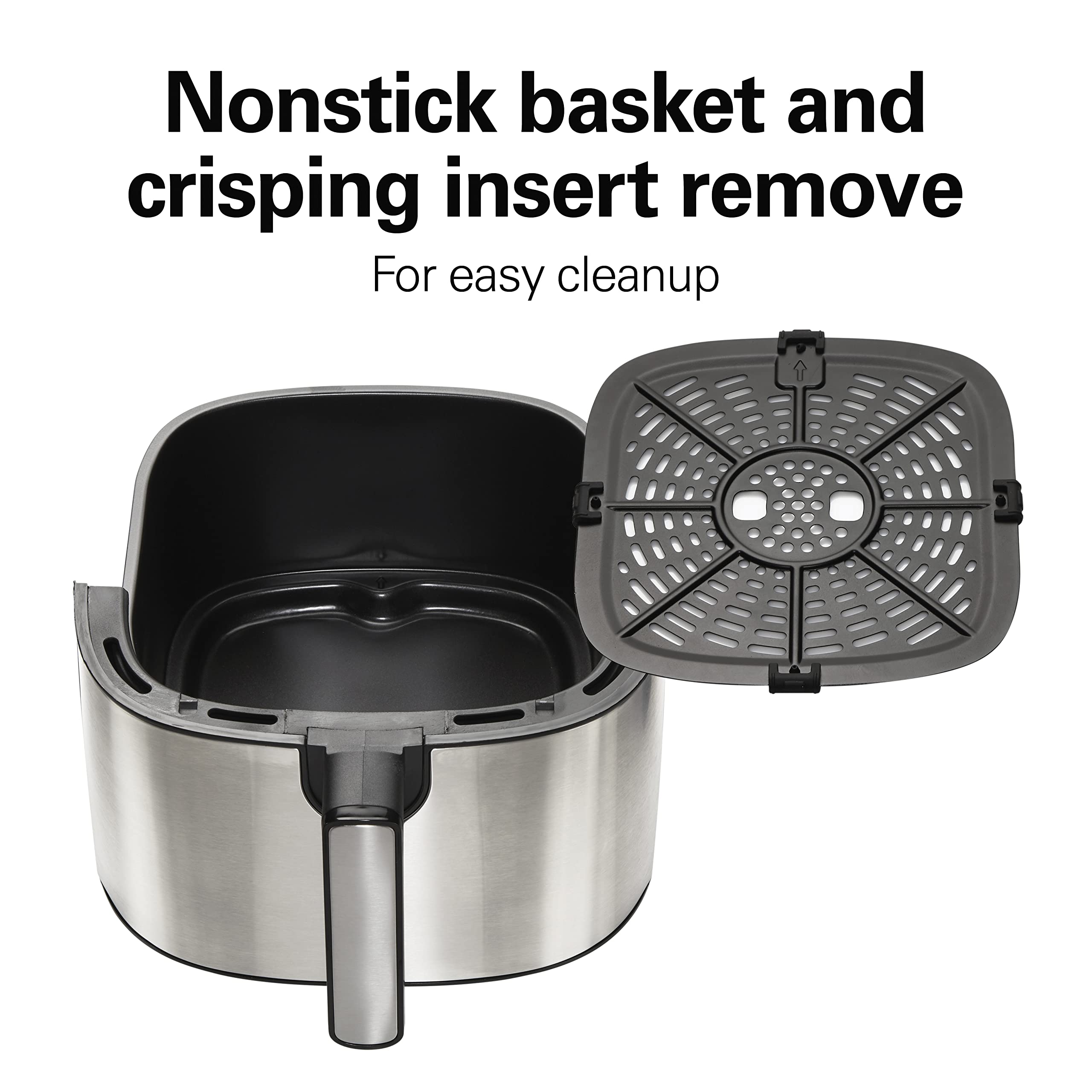 Hamilton Beach 5.8 Quart Digital Air Fryer Oven with 8 Presets - Nonstick Basket, Easy to Clean, Black (35075) - Perfect for Healthy Cooking, Crispy Fries, Chicken Wings & Family Meals