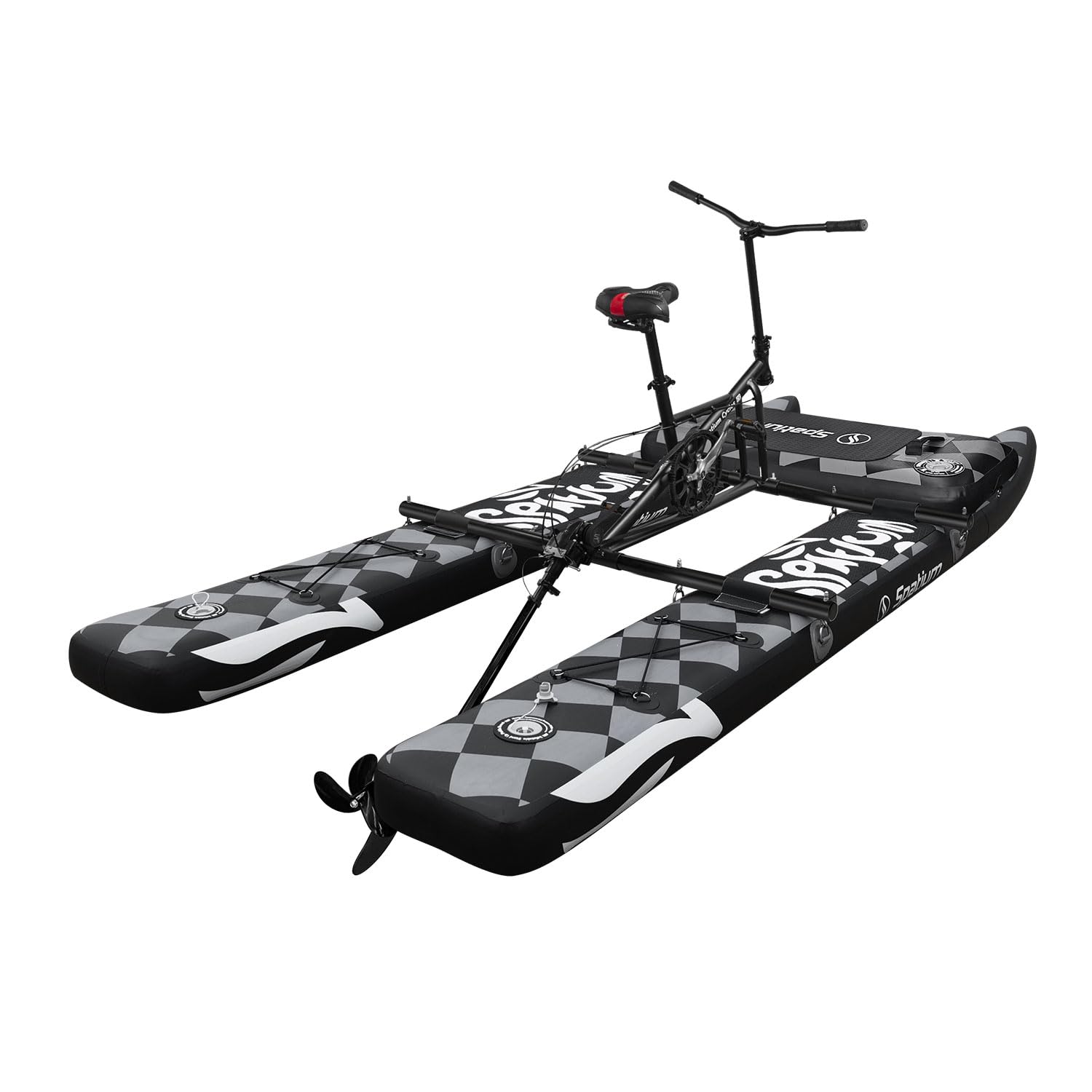 **Spacious Inflatable SUP Water Bike - Pedal Boat for Lakes, Fishing & Kayaking | Hands-Free Fun for Water Sports & Outdoor Adventures**