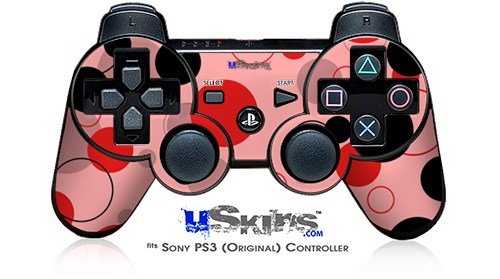 Sony PS3 Controller Skin - Red Dots on Pink for Gaming