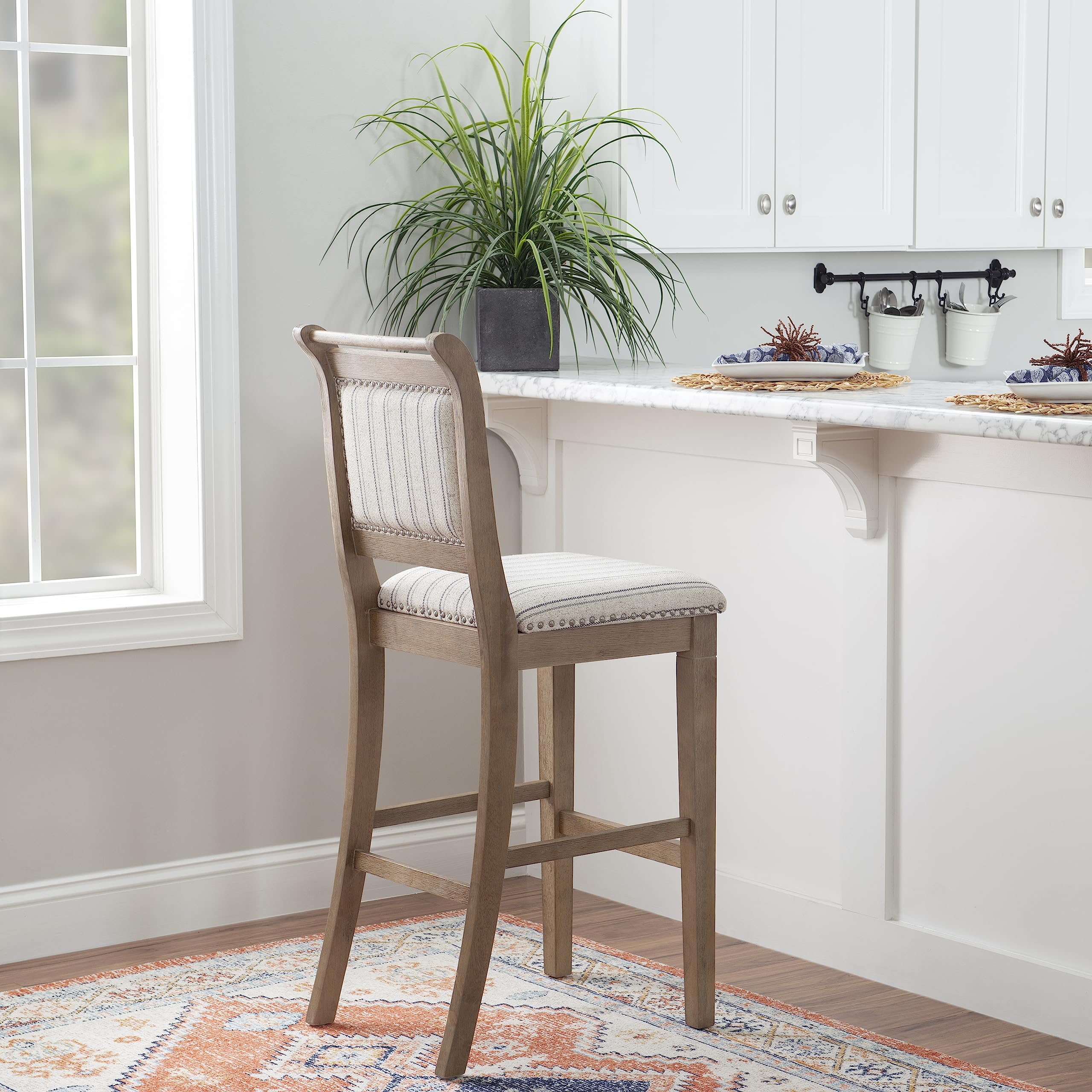 Linon Lisbon Grey Bar Stool - 30