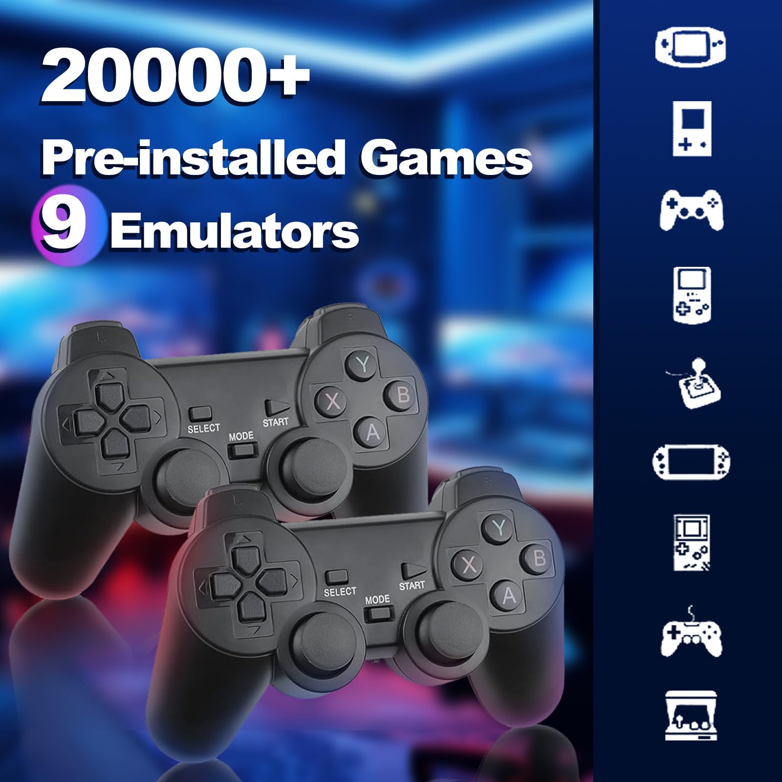 **M8 Retro Game Stick - Plug & Play Classic Gaming Console with 20,000+ Games, 9 Built-in Emulators, 4K HDMI Output, 64GB Storage & Wireless Controller - Perfect for Family Fun & Nostalgic Gaming on TV**    *(Use Case: Ideal for family entertainment, retro gaming enthusiasts, and reliving childhood memories with classic games on your modern TV.)*