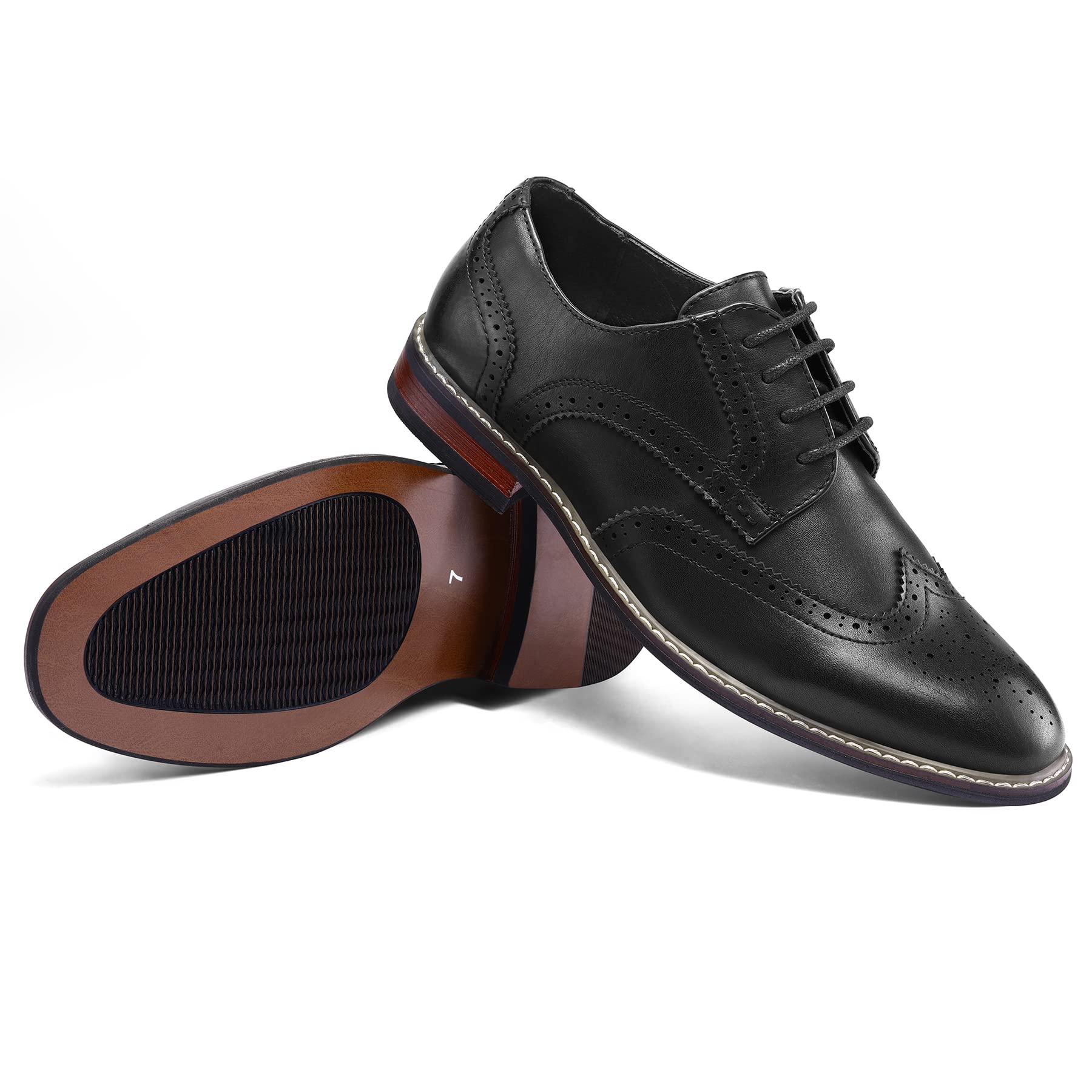 Men's Dress Shoes Formal Business Classic Lace Up Wingtip Oxford Shoes - Premium Leather Business Attire for Office, Wedding & Special Occasions