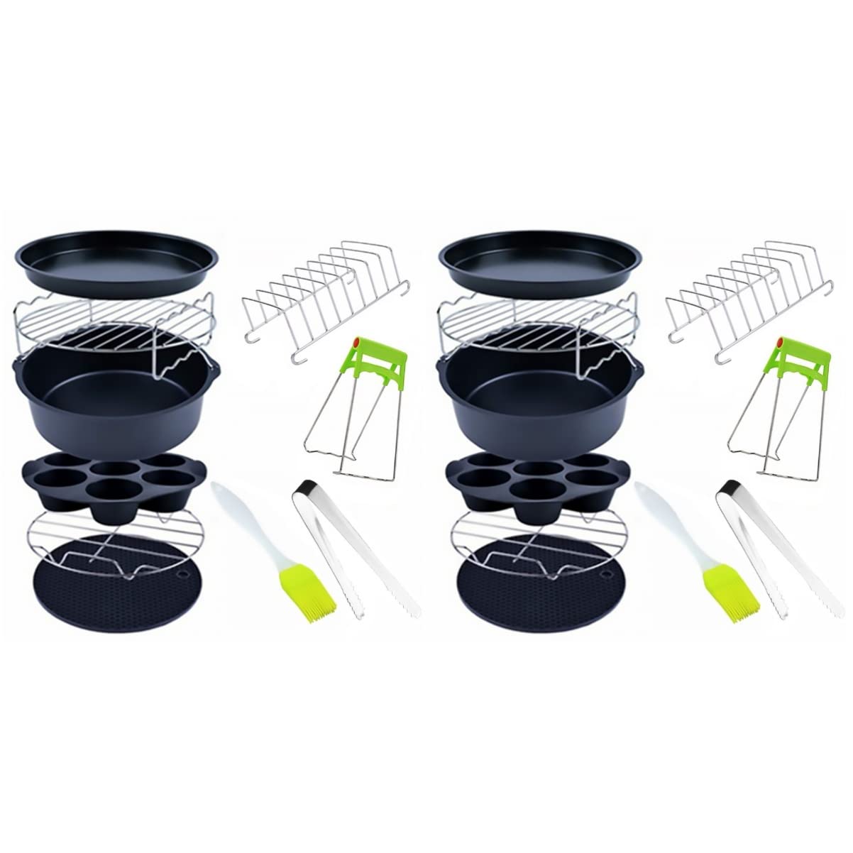 SOLUSTRE 2-Piece Stainless Steel Air Fryer Accessories Set - Nonstick Baking Pans & Frying Pot for Air Fryer Oven | Perfect for Roasting, Baking & Cooking Healthy Meals at Home