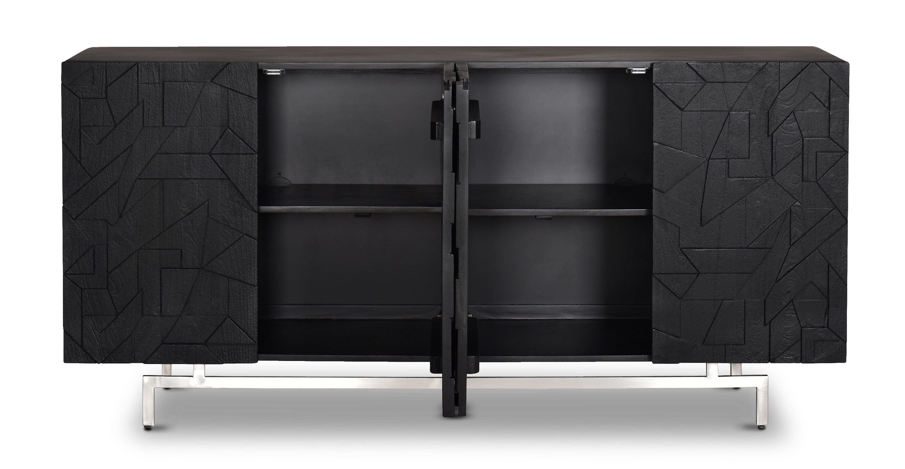 Modern Geo Sideboard - Mid-Century Style Buffet Cabinet with Storage for Dining Room & Living Room - Perfect for Home Decor & Organization