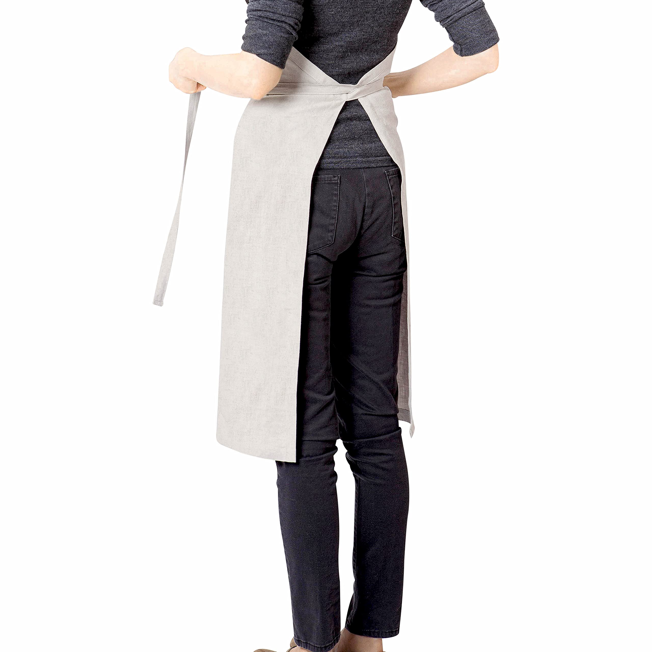 Stonewashed 100% French Linen Apron - Adjustable Waist with Pockets for Women & Men - Natural Linen Kitchen Apron - Perfect for Cooking, Baking, BBQ & Home Decor