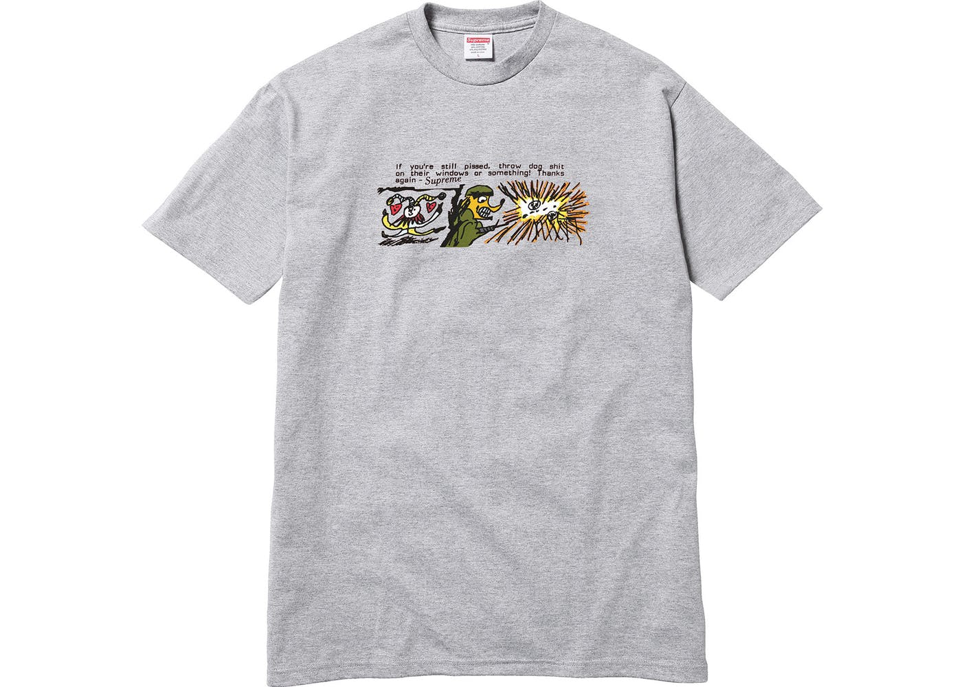 Supreme Dog Shit Graphic T-Shirt for Men - Grey Cotton Streetwear Tee - Casual Outfit for Urban Fashion & Street Style