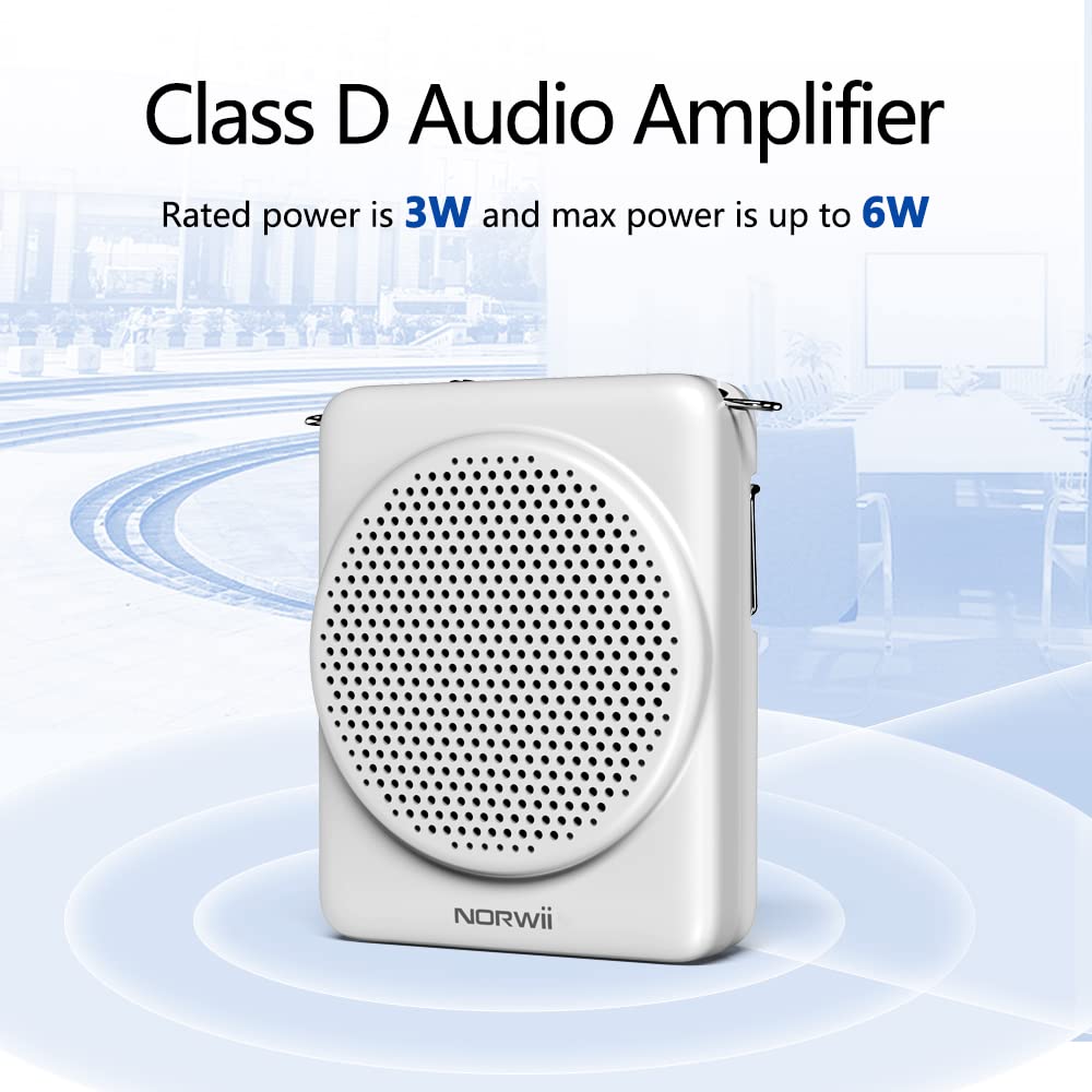 NORWII Mini Voice Amplifier Microphone Headset - 30W Portable Speaker with 3H Quick Charge & 30H Playtime - Wireless Mic for Teachers, Tour Guides, Public Speaking - Ideal for Classrooms, Presentations & Outdoor Events (White)
