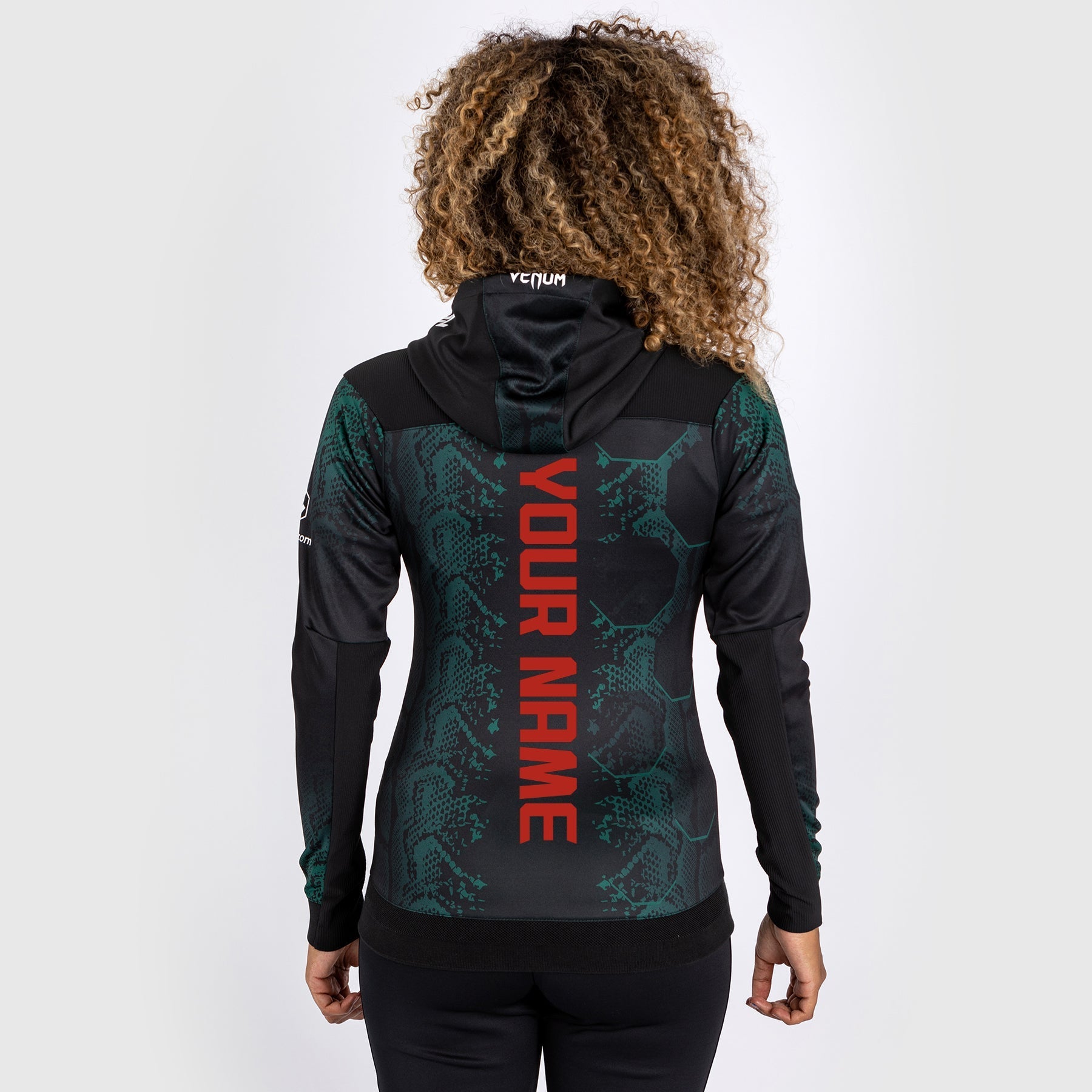 Venum UFC Adrenaline Personalized Authentic Fight Night Women's Walkout Hoodie - Emerald Green/Black Edition | MMA Training, Gym Wear & Street Fashion