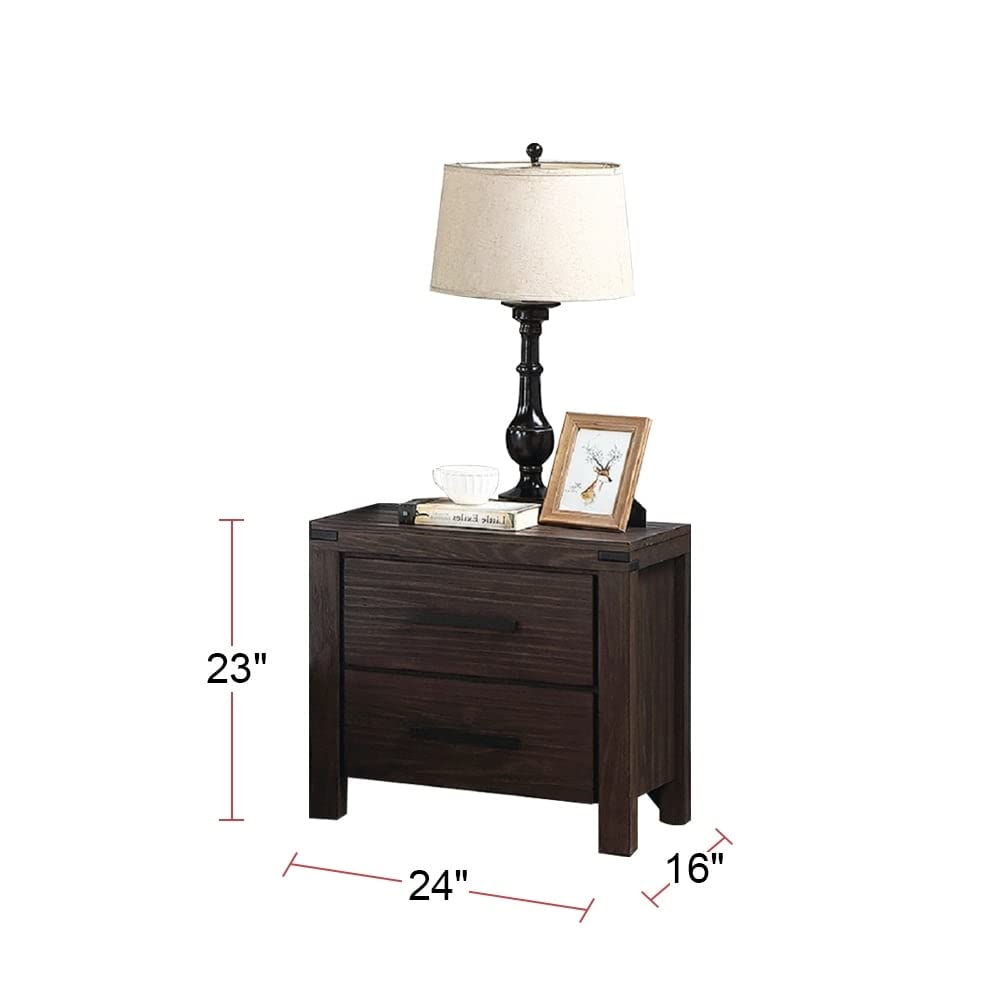 Simple Relax SR-PDEX-F5426 Nightstand with Drawer, Dark Grey Wood Bedside Table for Bedroom - Perfect for Storing Books, Lamps & Bedroom Essentials