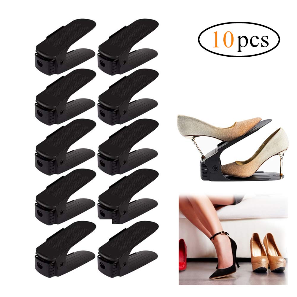 Adjustable Plastic Shoe Organizer - Stackable Shoe Rack for Storage & Display - Space Saving Shoe Holder for Women, Girls & Family - Perfect for Closet, Bedroom & Entryway Organization