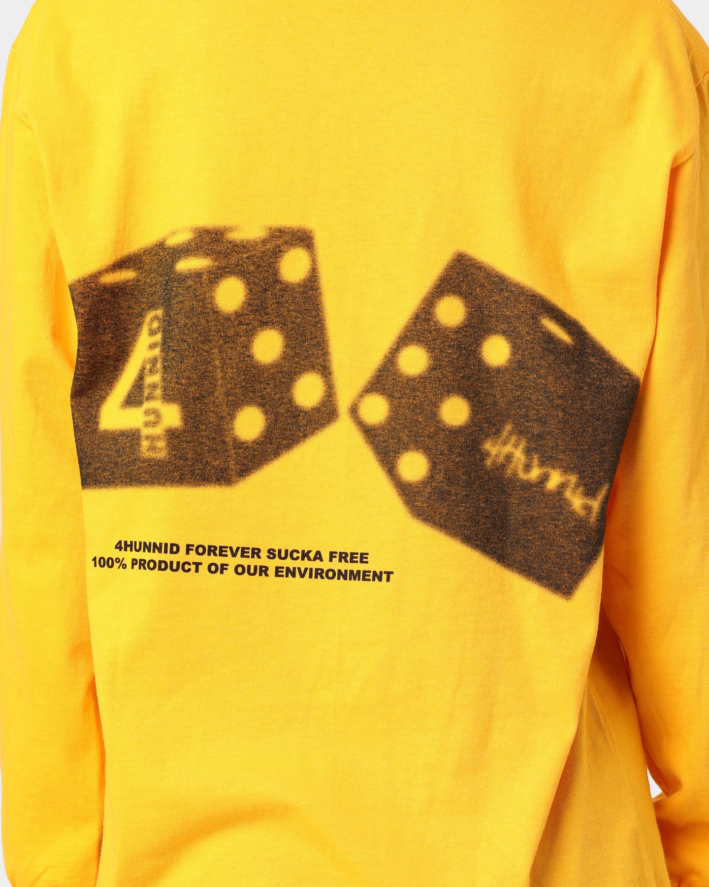 4HUNNID Roll The Dice Long Sleeve T-Shirt Mustard Yellow - Streetwear Graphic Tee for Men & Women - Perfect for Casual Wear, Gaming Events & Urban Fashion