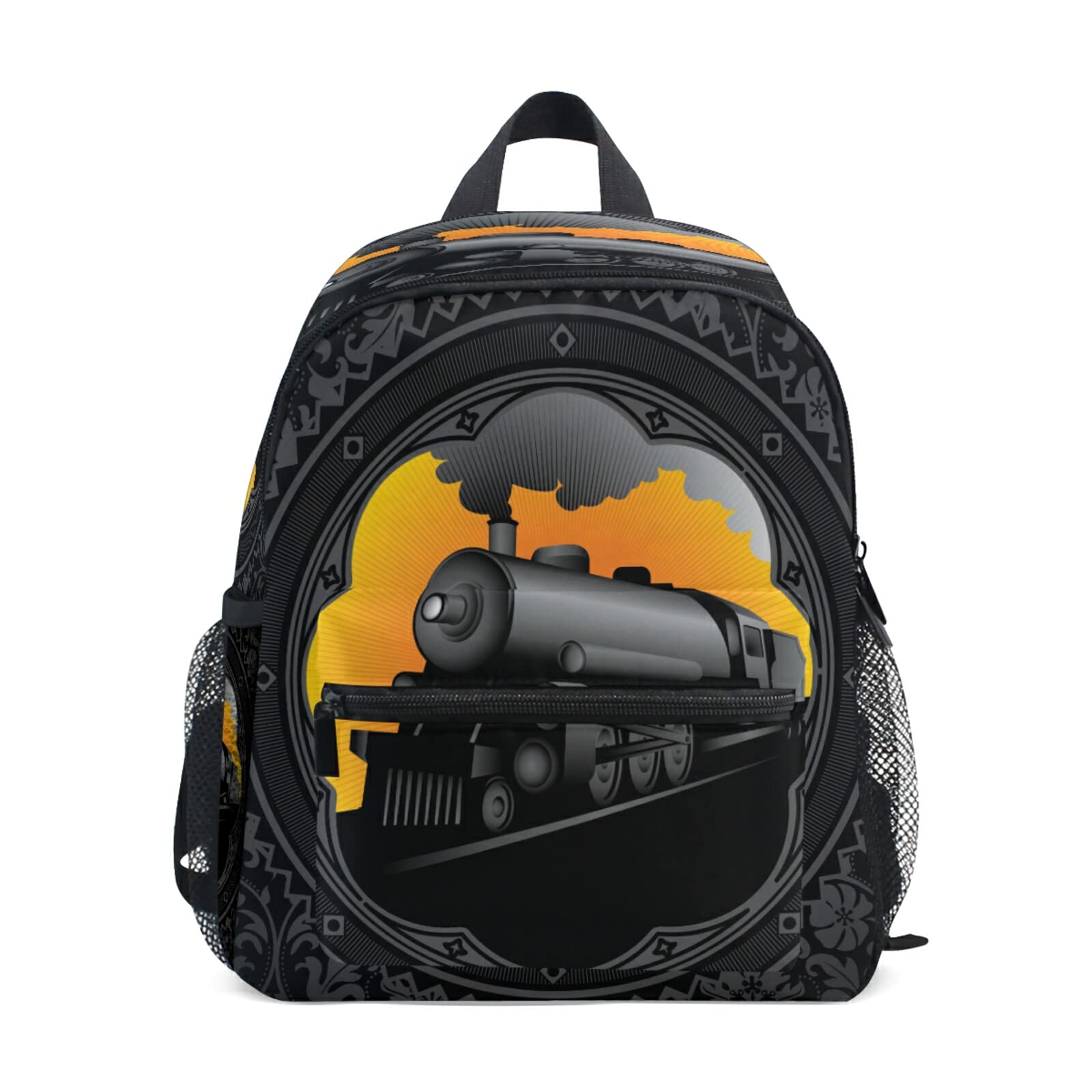 Vintage Steam Engine Train Kids Backpack with Chest Clip - Toddler Travel Backpack for Boys & Girls, Preschool Daypack, School Bookbag for Children | Perfect for School, Travel, Picnics & Outdoor Adventures