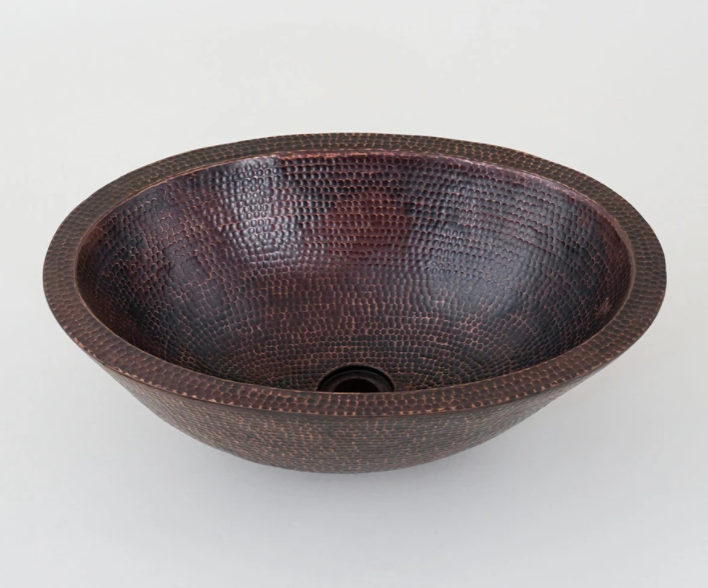 Handcrafted Oval Double Bowl Hammered Copper Sink - Farmhouse & Modern Kitchen Decor - Perfect for Bathroom Vanity, Outdoor Kitchen, and Rustic Home Renovation