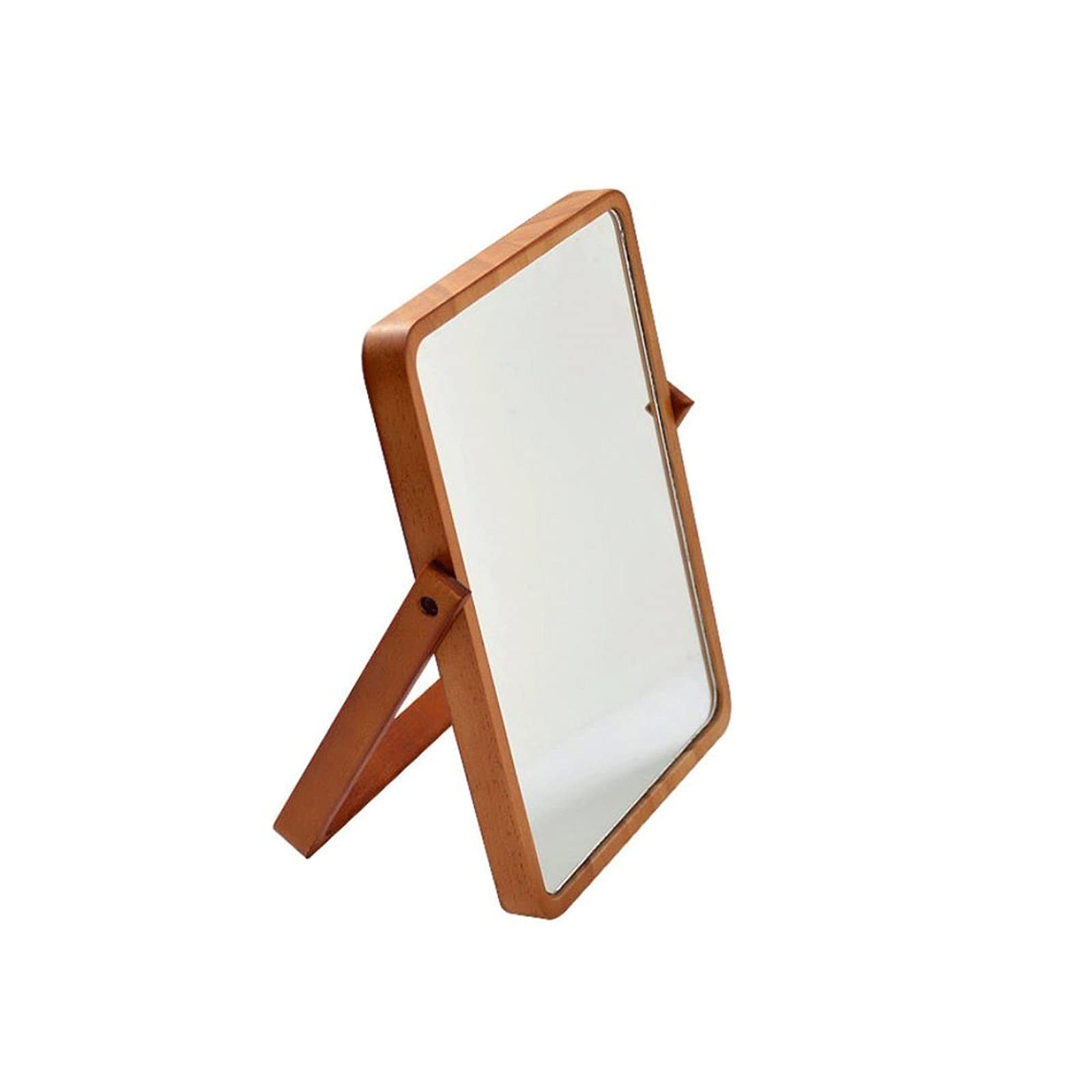 FXLYMR Wooden Folding Makeup Mirror with LED Lights - Adjustable Desktop Vanity Mirror for Beauty Dressing & Cosmetics Application - Perfect for Bedroom, Bathroom, and Travel Use