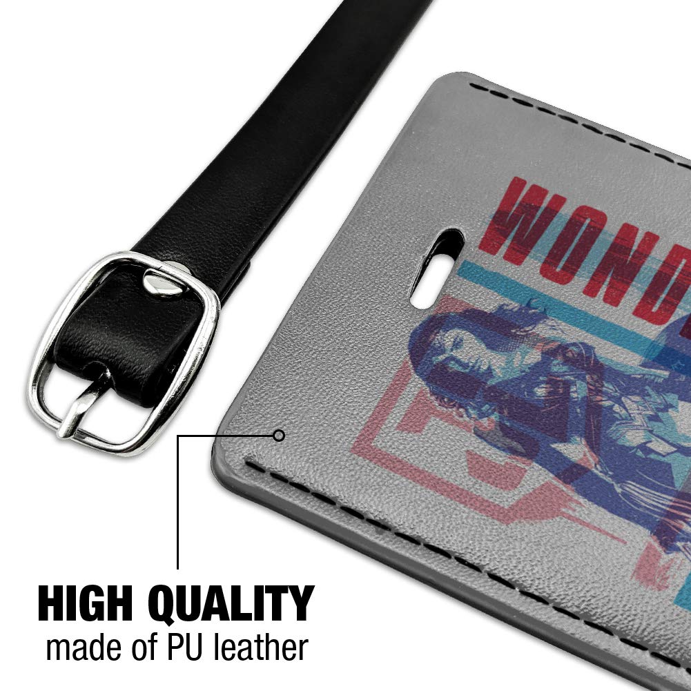 Wonder Woman Leather Luggage Tag - USA Flag Design - Personalized ID Card Holder for Travel Bags - Perfect for Suitcases, Backpacks & Carry-Ons