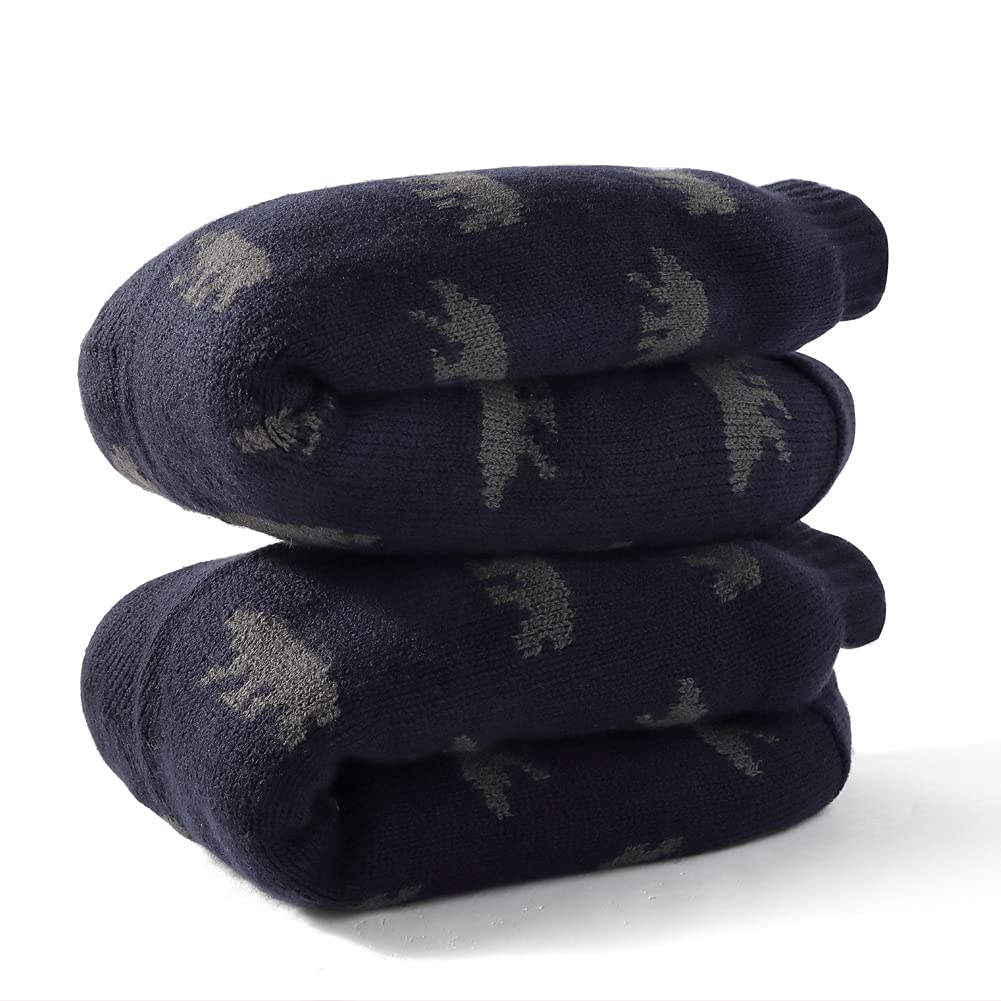 LEMZONE Men's Thick Warm Slipper Socks - Non-Slip Winter Cozy Fuzzy Fleece Lining Cabin Socks with Grips for Indoor & Outdoor Use - Perfect for Home, Office, and Cold Weather Activities