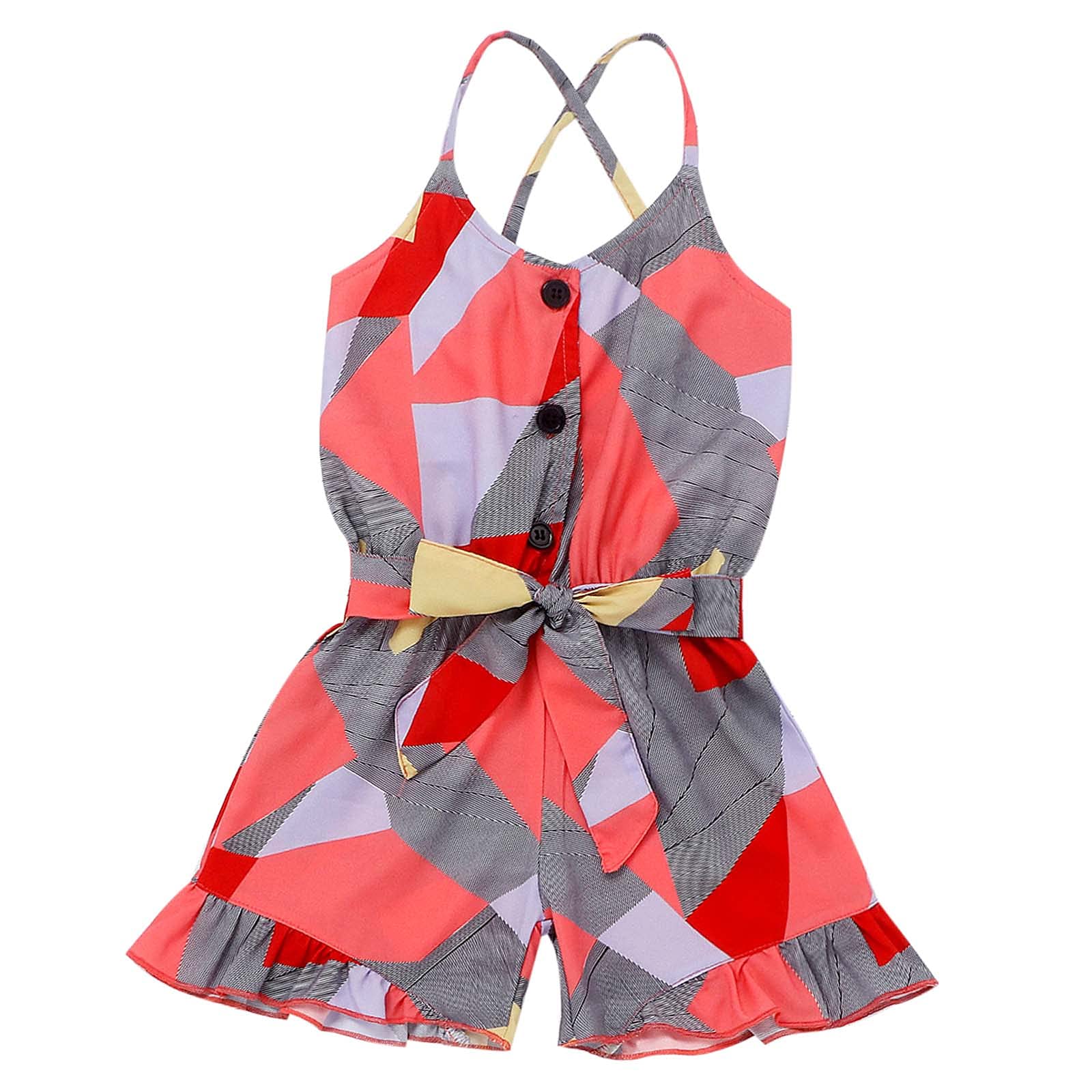 ESULOMP Toddler Baby Girl Summer Outfits - Cute Sling Open Chest Belt Jumpsuit Shorts for Kids | Playtime, Beach & Outdoor Activities