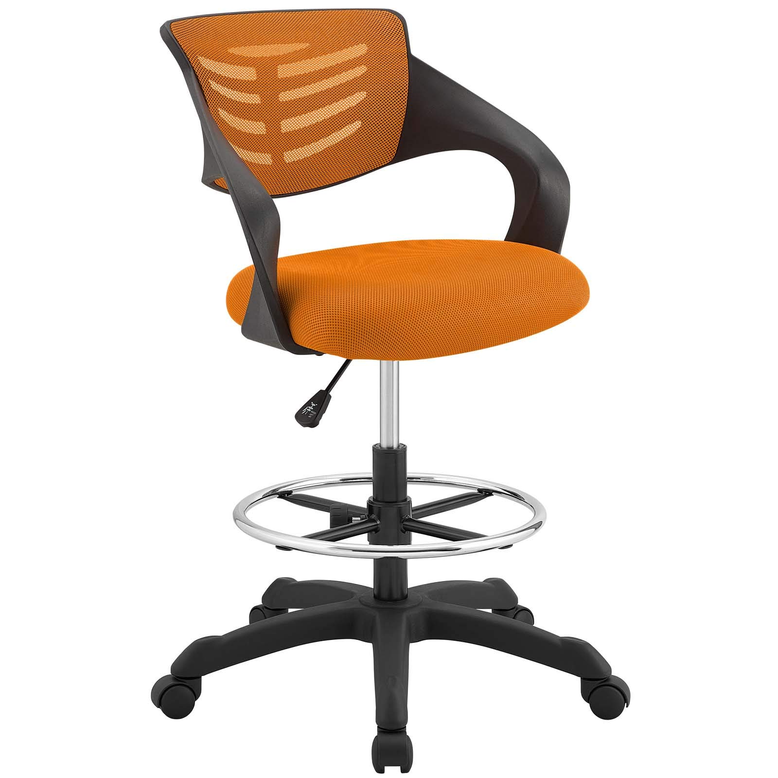 Modern Contemporary Urban Design Home Office Chair - Ergonomic Fabric Desk Chair with Adjustable Height for Work & Study - Orange Accent for Stylish Workspace Decor