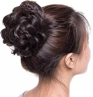 BLUSHIA Heat Resistant Synthetic Hair Wrap - Messy Curly Updo Hairpiece in Chocolate Brown | Perfect for Weddings, Parties & Everyday Styling