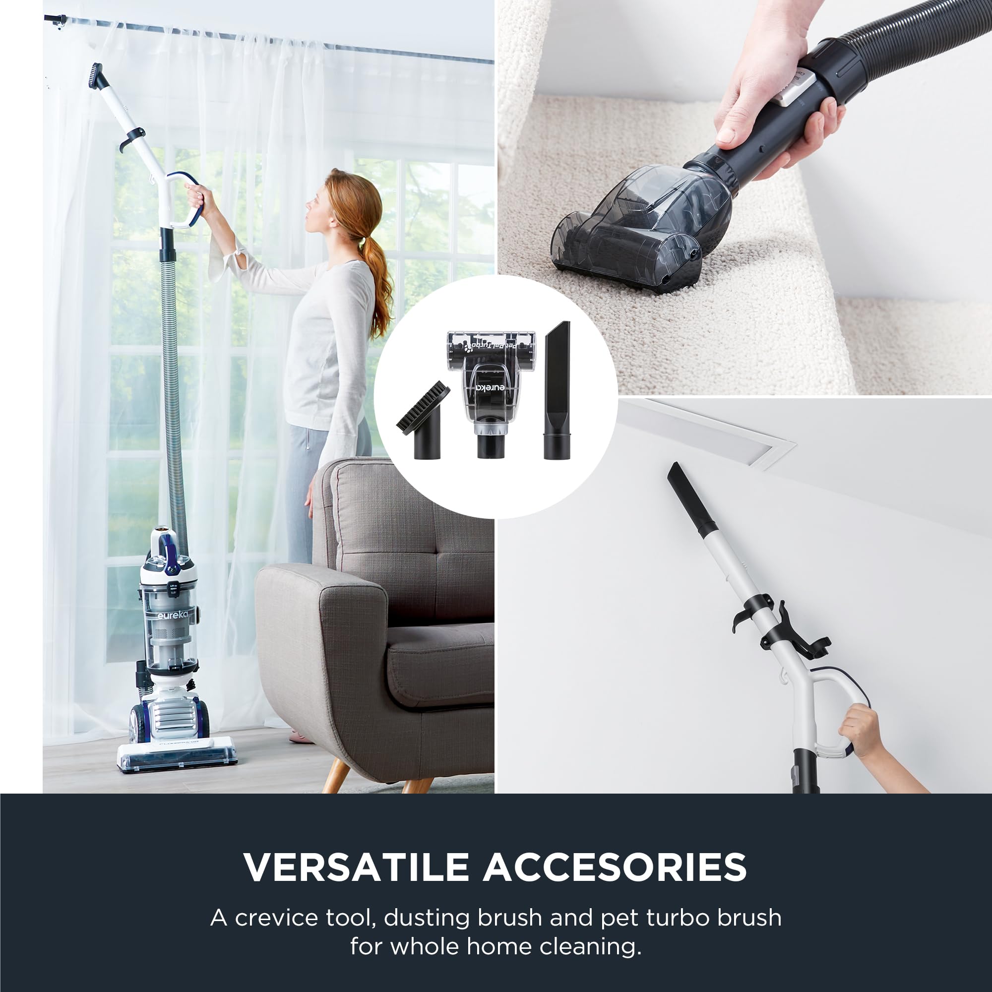 Eureka FloorRover Bagless Upright Pet Vacuum Cleaner with SuctionSeal Technology - Powerful Swivel Steering for Carpets & Hard Floors - Ideal for Pet Hair, Home Cleaning & Allergies Relief