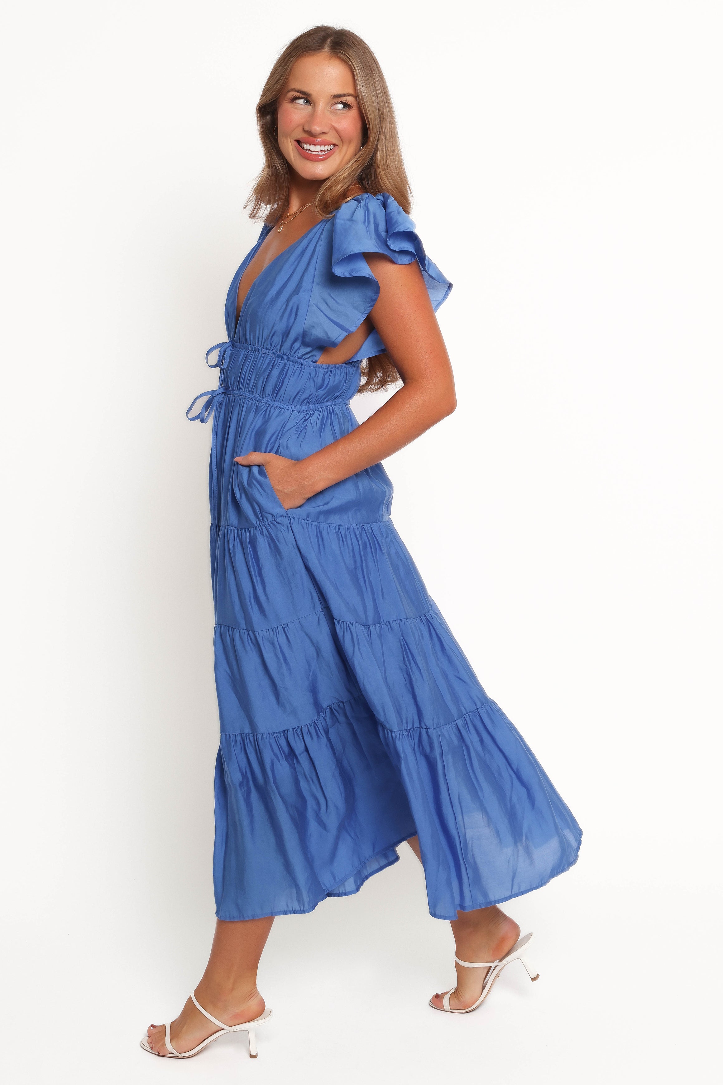 Elowen Women's Midi Dress in Cobalt Blue - Elegant Flowy Summer Dress for Casual Outings, Beach Vacations & Date Nights
