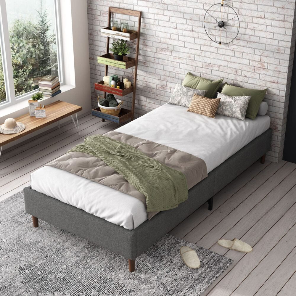 Alexandra Dark Grey Double Bed Frame - Sturdy Metal Platform Bed Base with Wooden Slats for Mattress Support | Perfect for Modern Bedrooms, Guest Rooms & Dormitories
